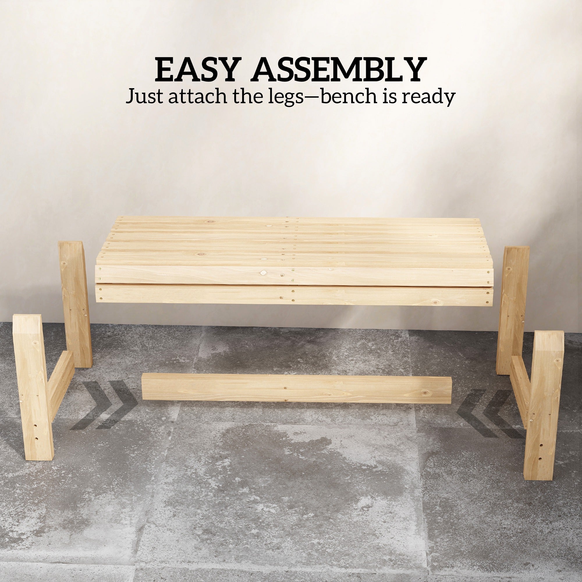 Outsunny Wooden Garden Bench, 2 Seater Slatted Outdoor Bench, Natural Wood - Image 7