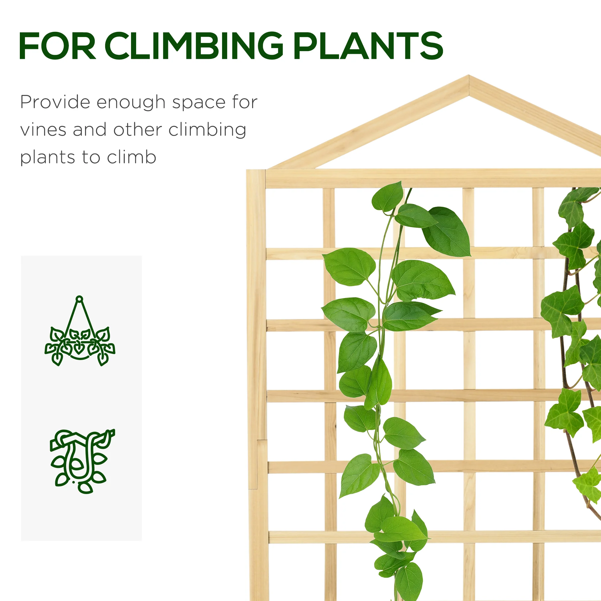 Outsunny Wooden Garden Planters with Trellis for Vine Climbing Plants, Natural - Image 3