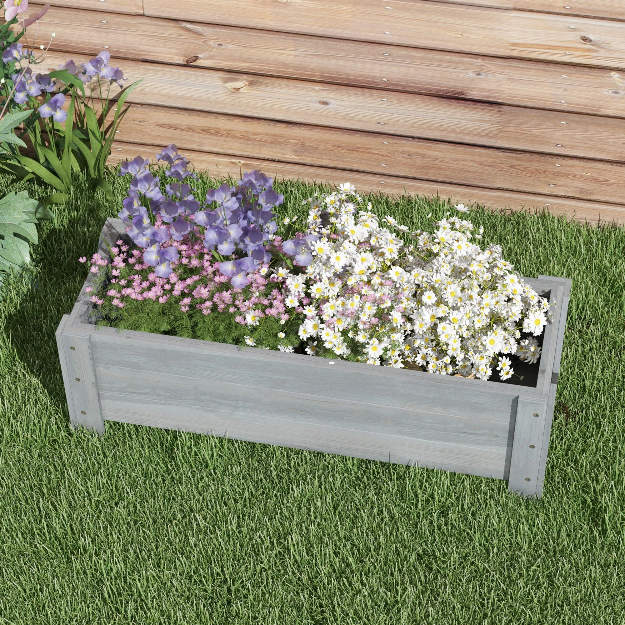 Outsunny Wooden Garden Raised Bed Planter Grow Containers Pot, 100x36.5x36cm - Image 7