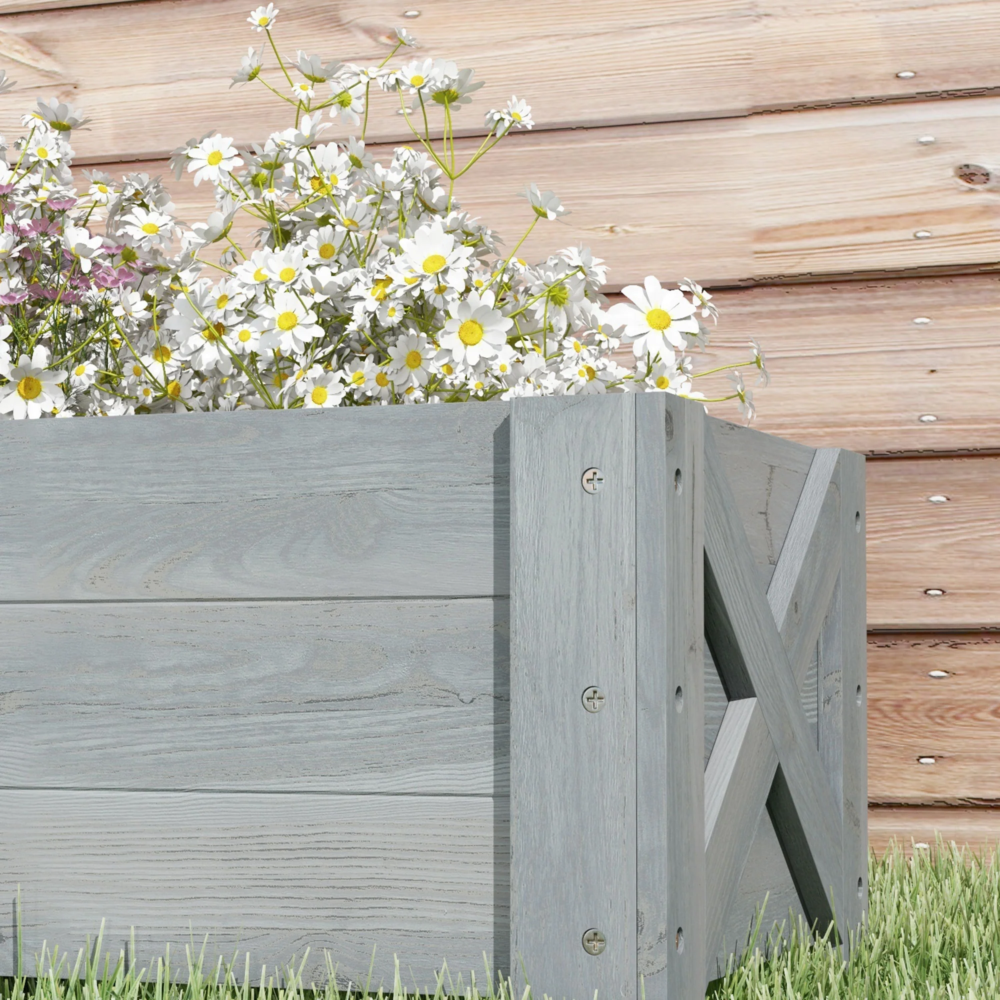 Outsunny Wooden Garden Raised Bed Planter Grow Containers Pot, 100x36.5x36cm - Image 8