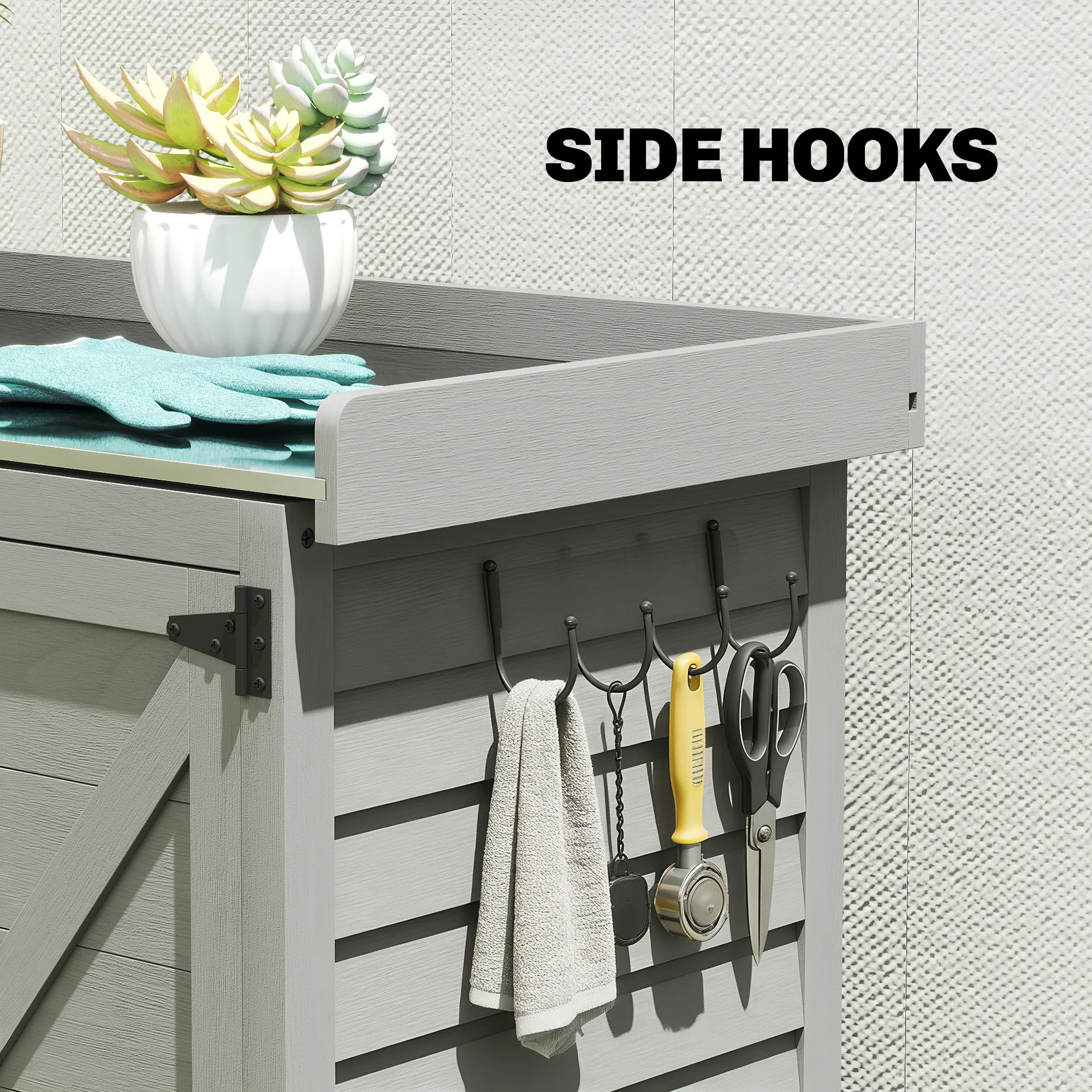 Outsunny Wooden Garden Shed, Garden Tool Storage Shed, Grey - Image 7