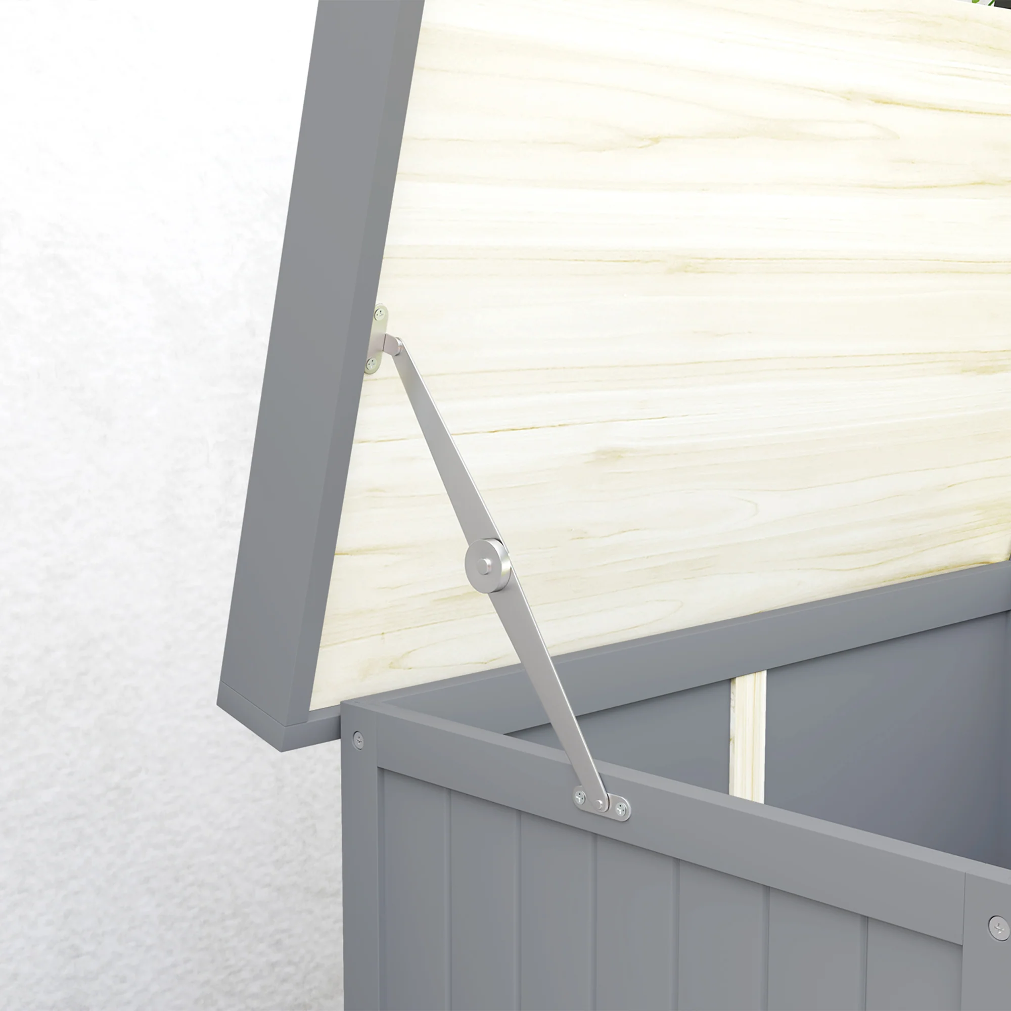 Outsunny Wooden Garden Storage Shed W/Hinged Roof And Shelf, Grey - Image 8