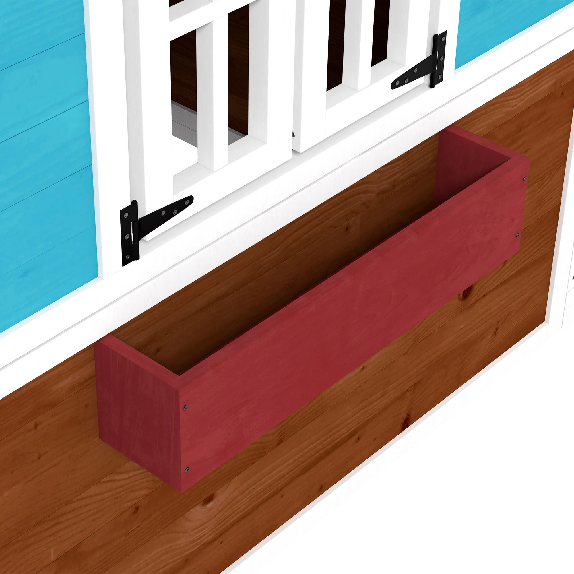 Outsunny Wooden Playhouse with Doors, Wooden, Plant Pots for Kids - Dark Brown - Image 9