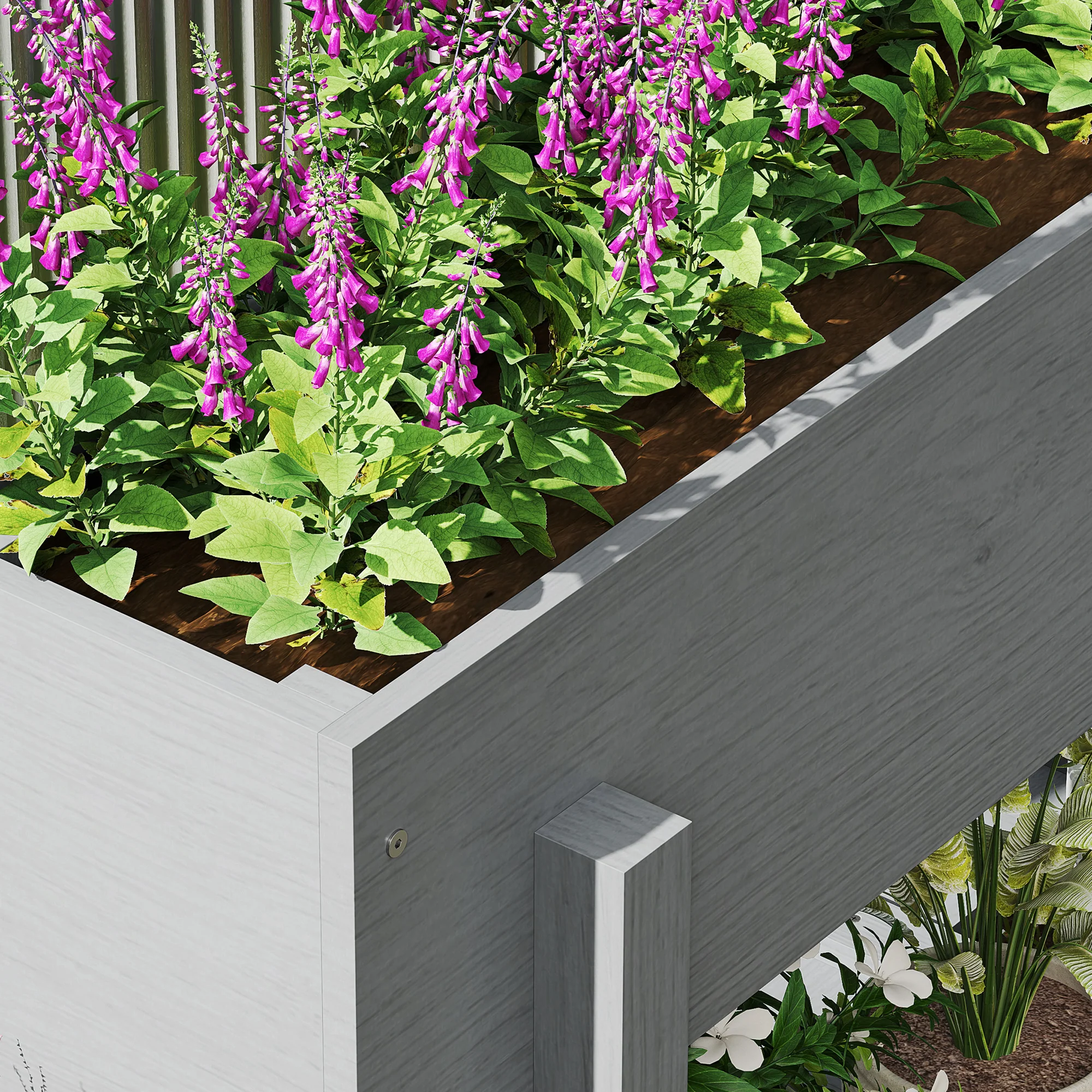 Outsunny Wooden Raised Bed w/ Bed Liner, Storage Shelf - Image 8
