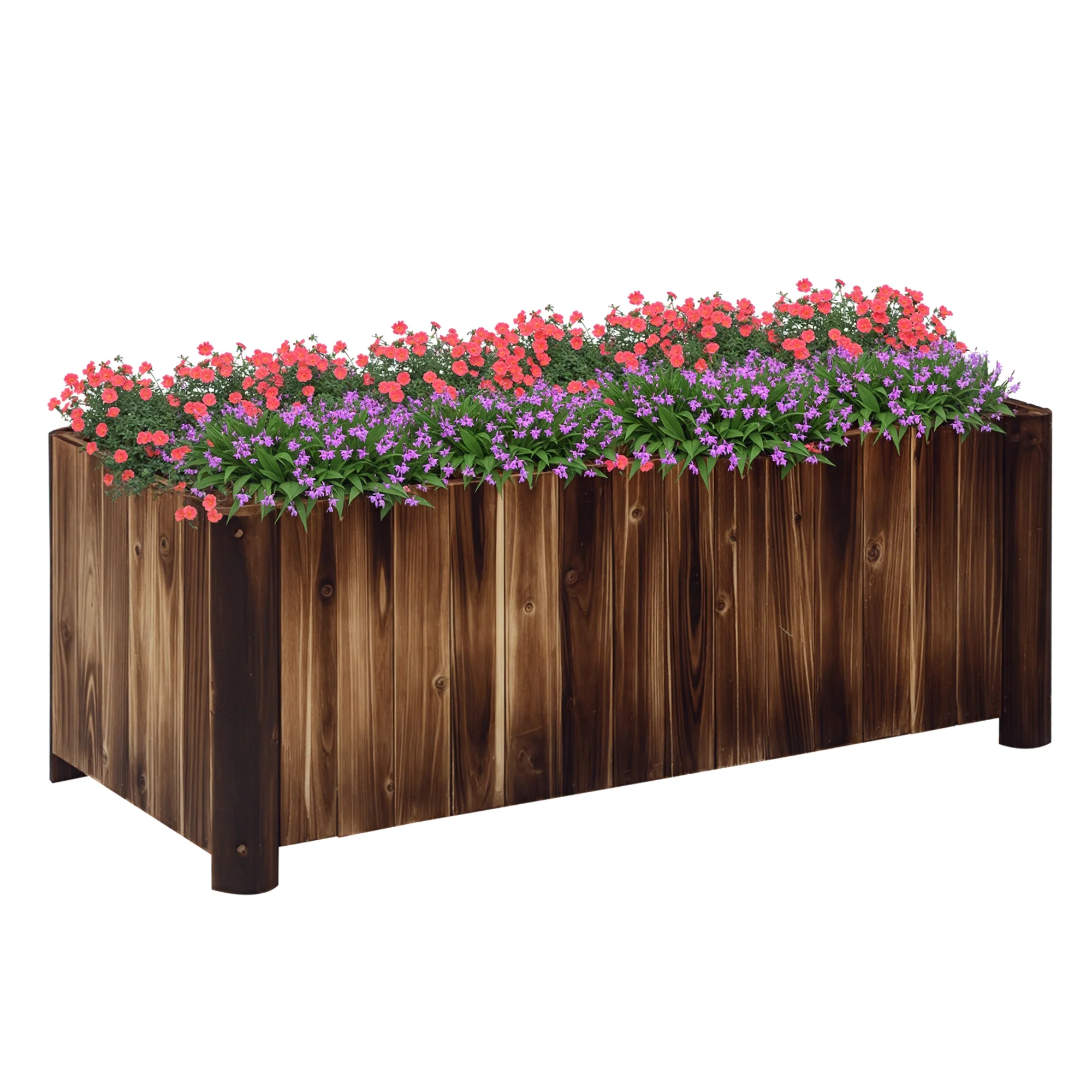 Outsunny Wooden Raised Garden Bed with Drainage Gaps