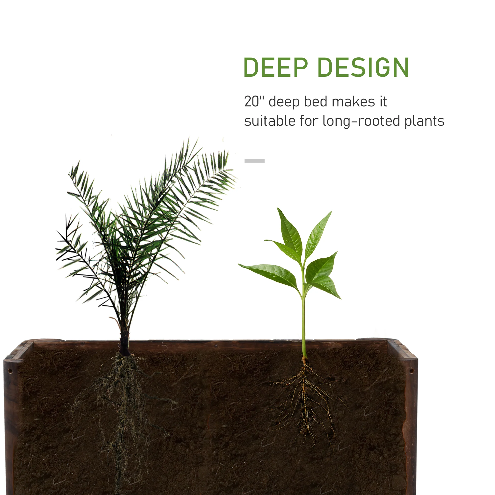 Outsunny Wooden Raised Garden Bed with Drainage Gaps - Image 4