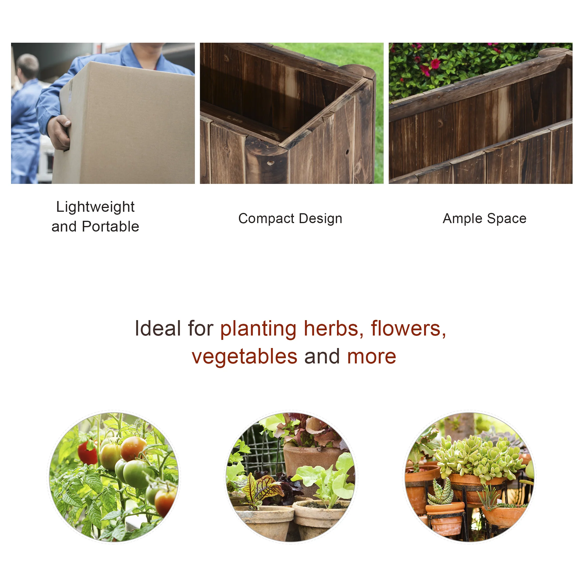 Outsunny Wooden Raised Garden Bed with Drainage Gaps - Image 6
