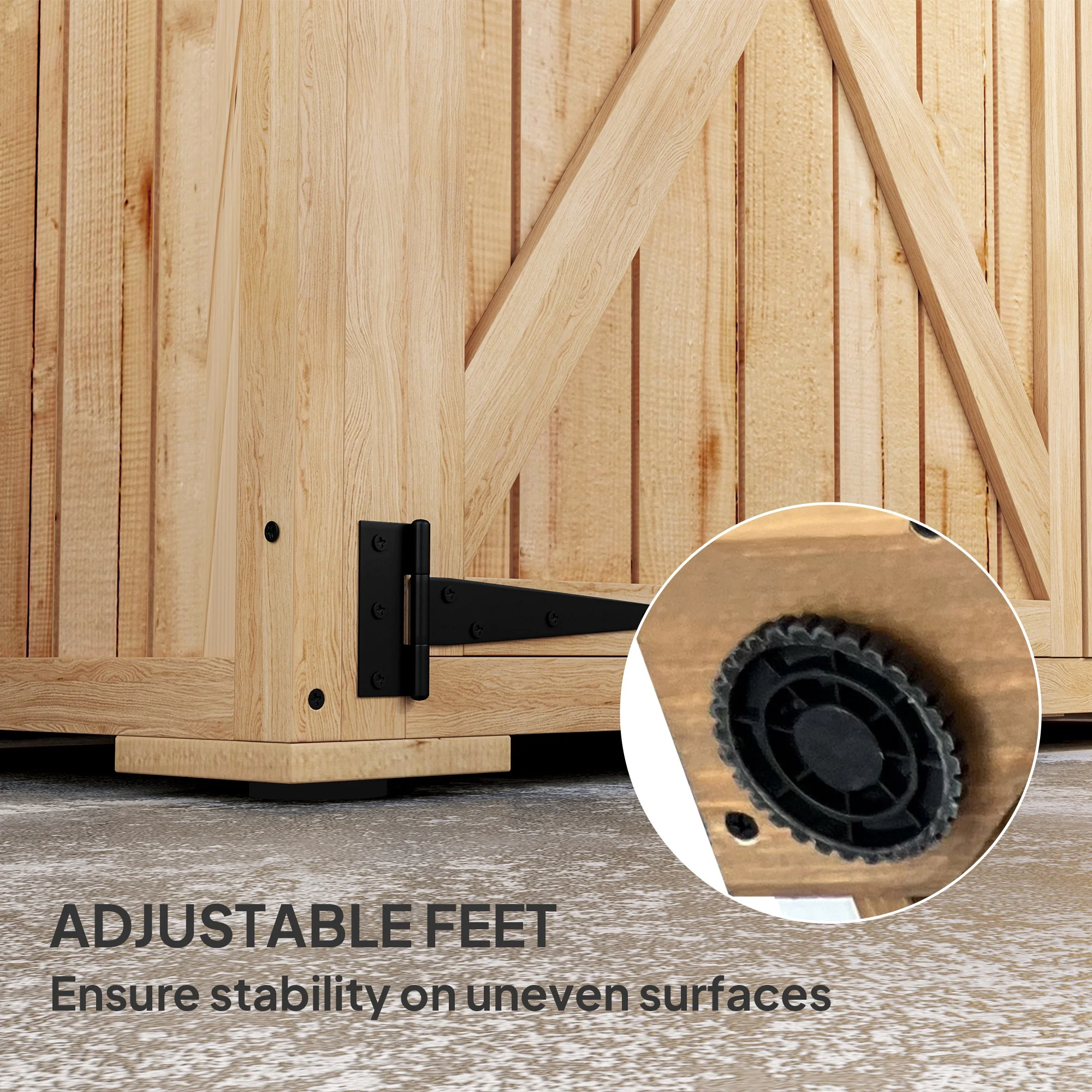 Outsunny Wooden Tool Storage Cabinet With Double Doors, Natural - Image 7
