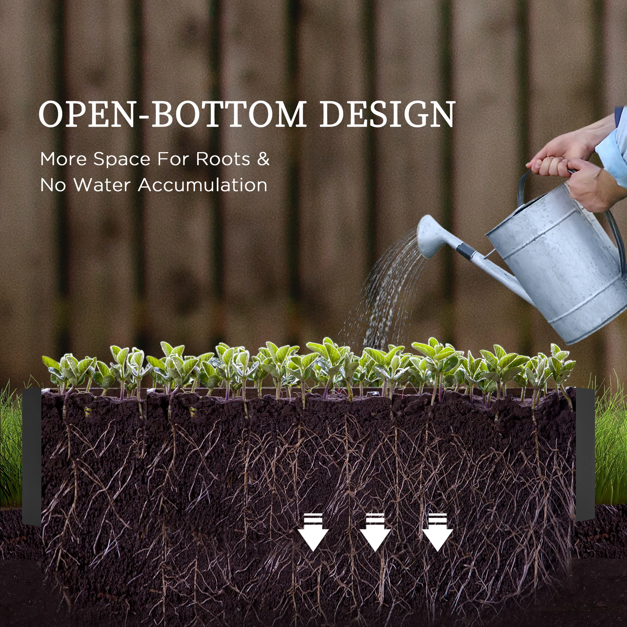 Outsuuny Galvanised Raised Garden Bed with Greenhouse and Cover, Dark Grey - Image 6