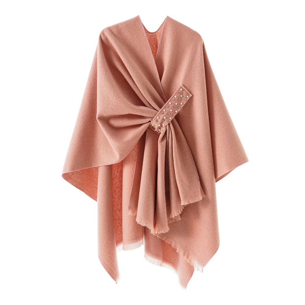 Oversized Plain Shawl Wrap - Pink - Image 4