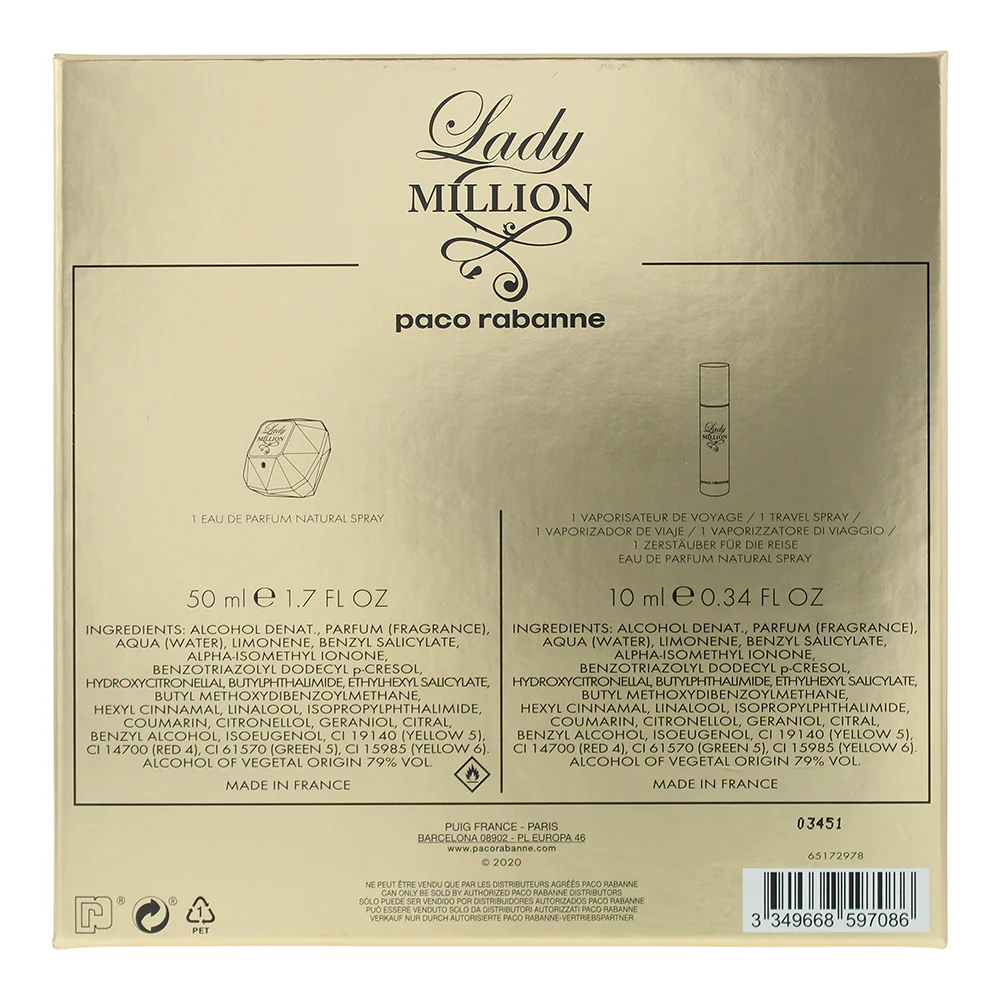 Paco Rabanne Lady Million 2 Piece Gift Set: Eau De Parfum 50ml - Eau De Parfum 1 - Image 2