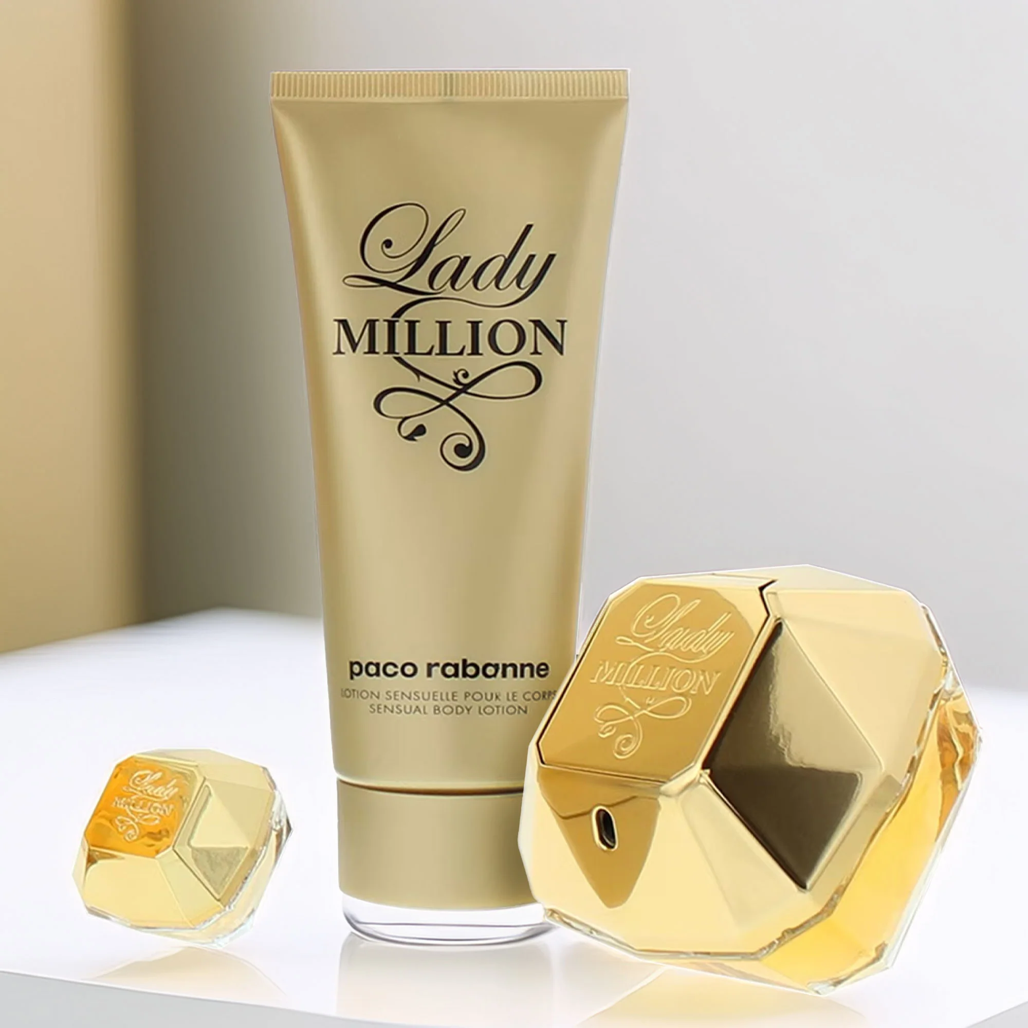 Paco Rabanne Lady Million 3 Piece Gift Set: Eau De Parfum 80ml - Body Lotion 100ml - Eau De Parfum 5ml - Image 2