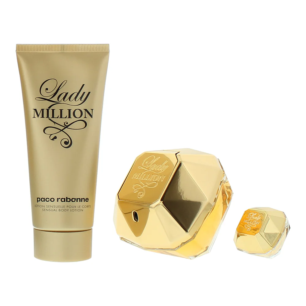 Paco Rabanne Lady Million 3 Piece Gift Set: Eau De Parfum 80ml - Body Lotion 100ml - Eau De Parfum 5ml - Image 5