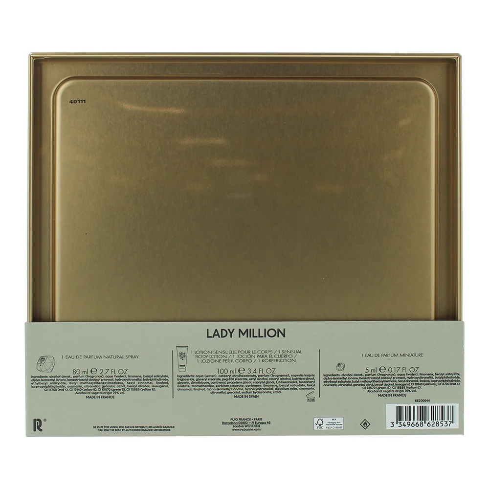 Paco Rabanne Lady Million 3 Piece Gift Set: Eau De Parfum 80ml - Body Lotion 100ml - Eau De Parfum 5ml - Image 7