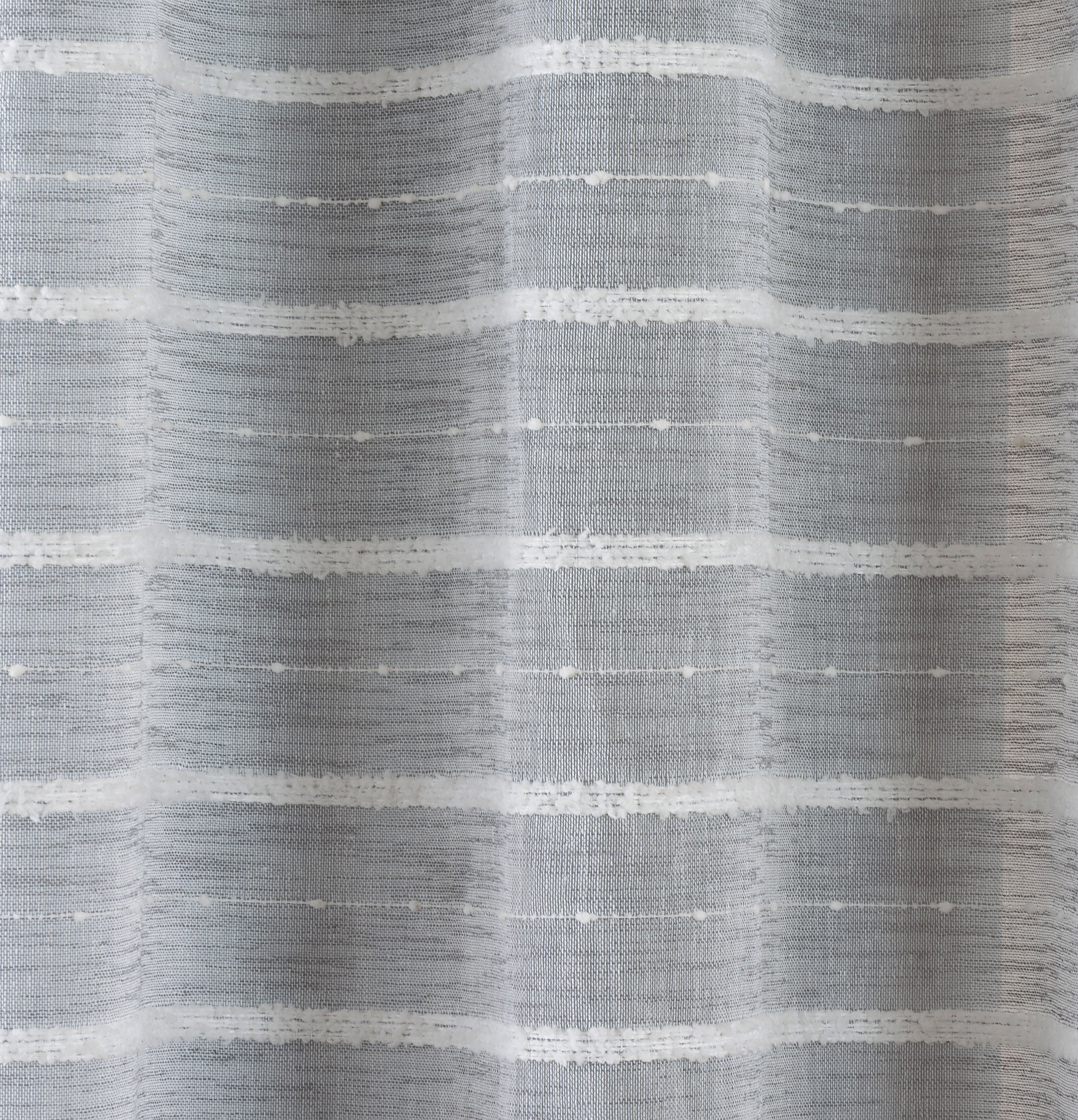 Pair of Antigua Grey Chenille Striped Single Voile Panels with Eyelet Header - Image 3