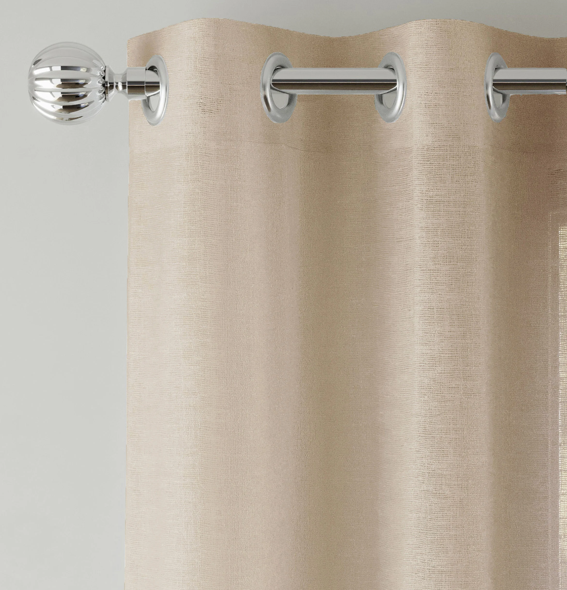 Pair of Crete Natural Luxury Linen Look Sheer Panels with Eyelet Header - Image 2