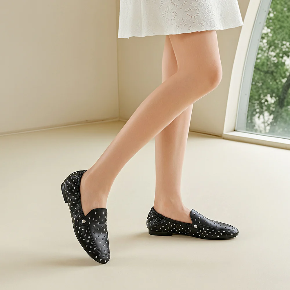 Studded Slip-on Loafers - Black - Image 2