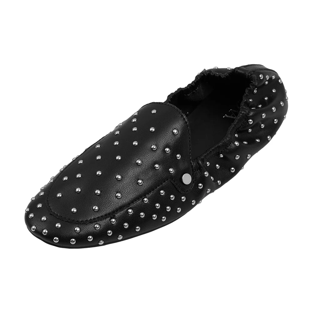 Studded Slip-on Loafers - Black - Image 4