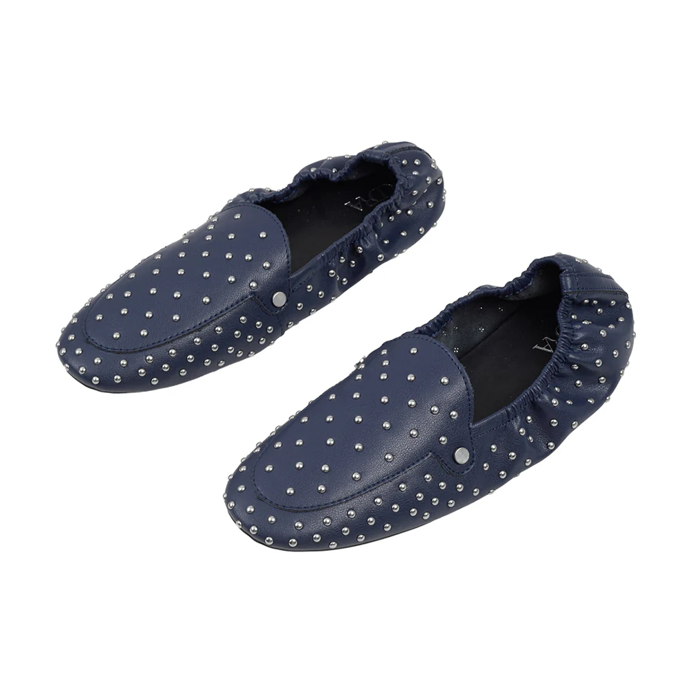 Studded Slip-on Loafers - Blue - Image 3