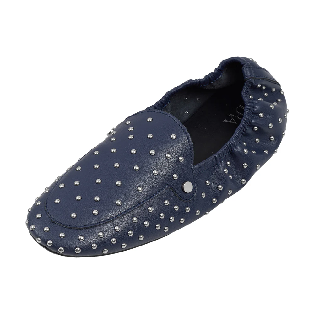 Studded Slip-on Loafers - Blue - Image 4