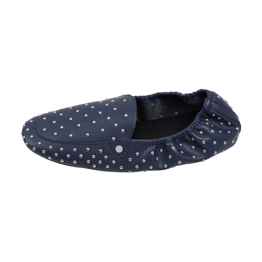 Studded Slip-on Loafers - Blue - Image 5