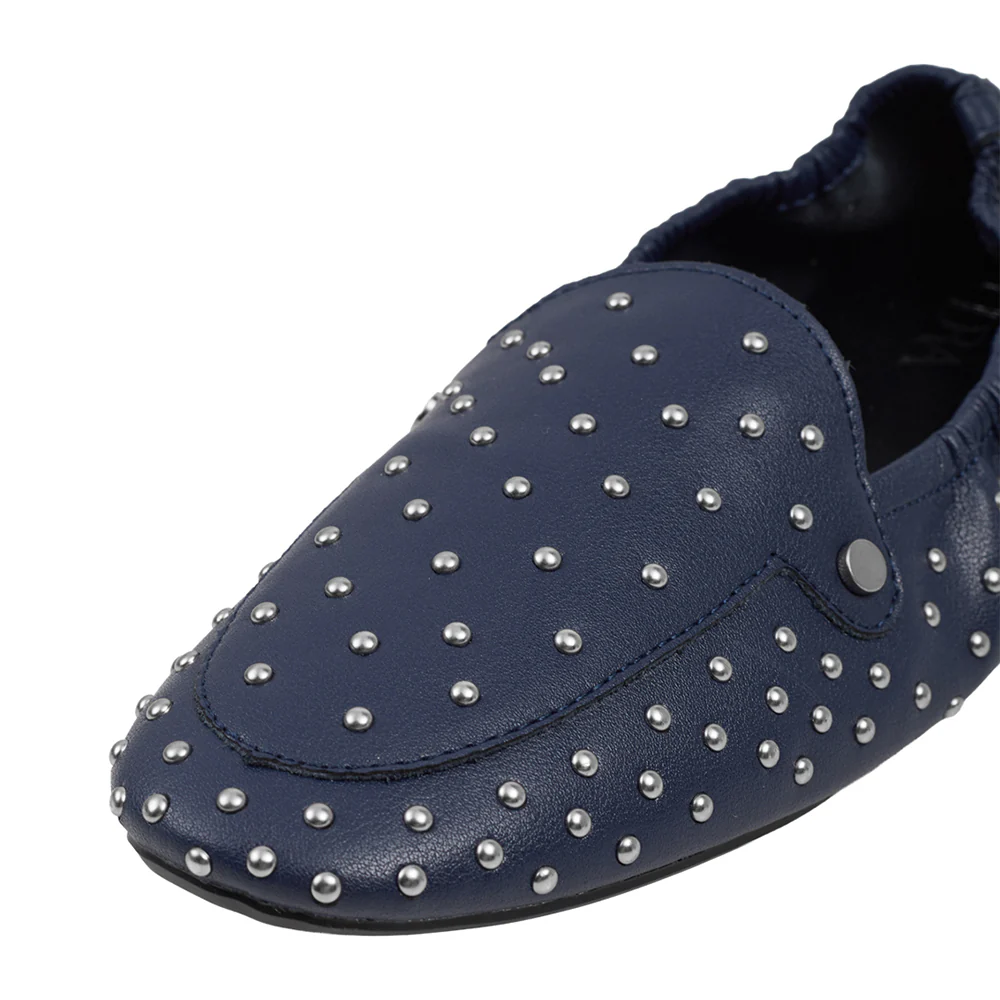 Studded Slip-on Loafers - Blue - Image 6