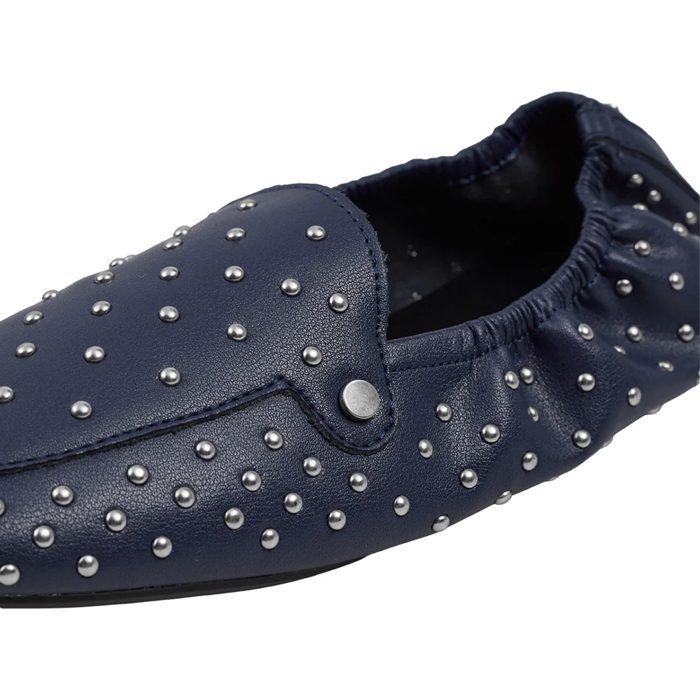 Studded Slip-on Loafers - Blue - Image 7