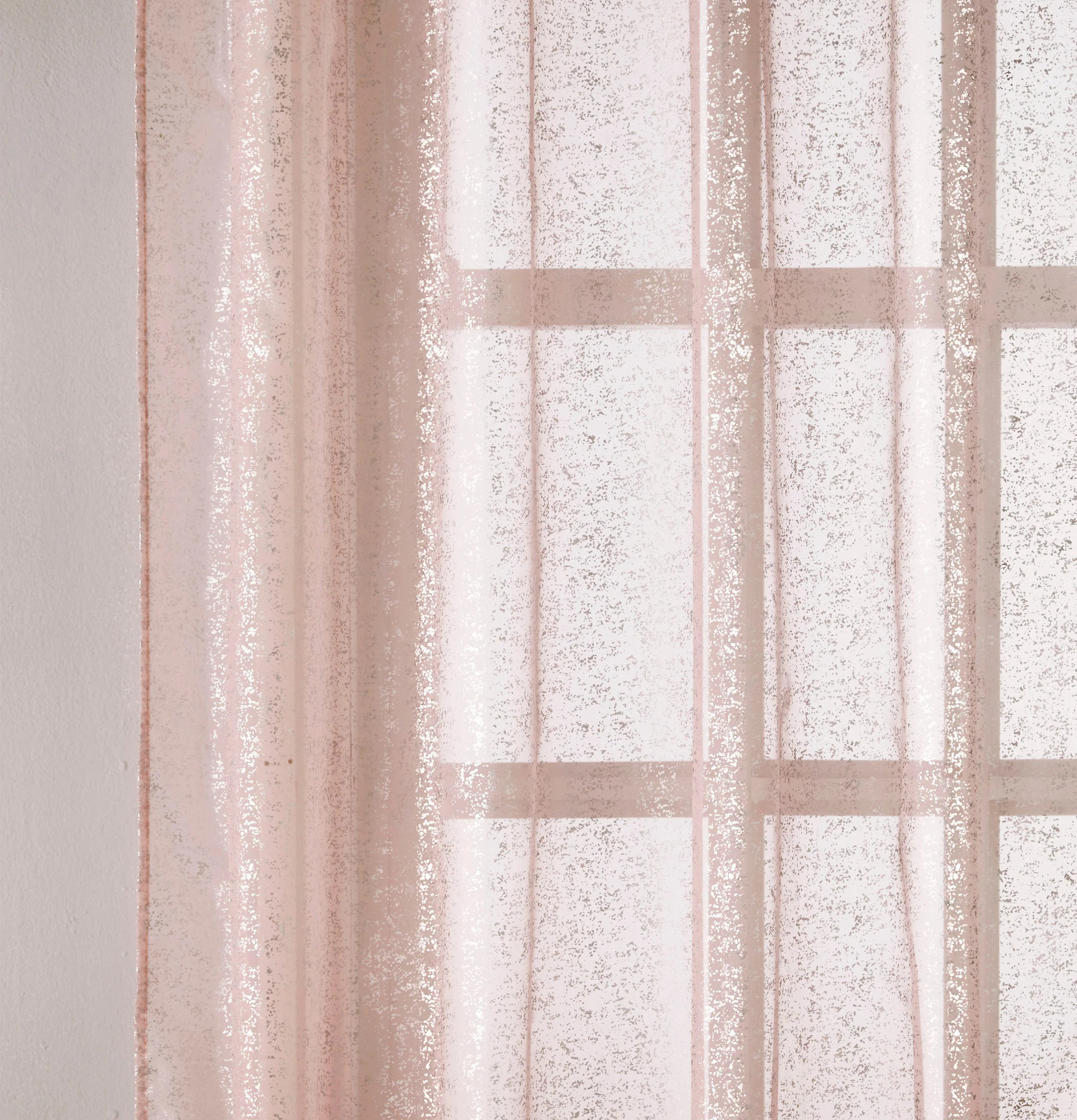 Pair of Pandora Blush Glittery Metallic Print Panel with Rod Pocket Header - Image 3