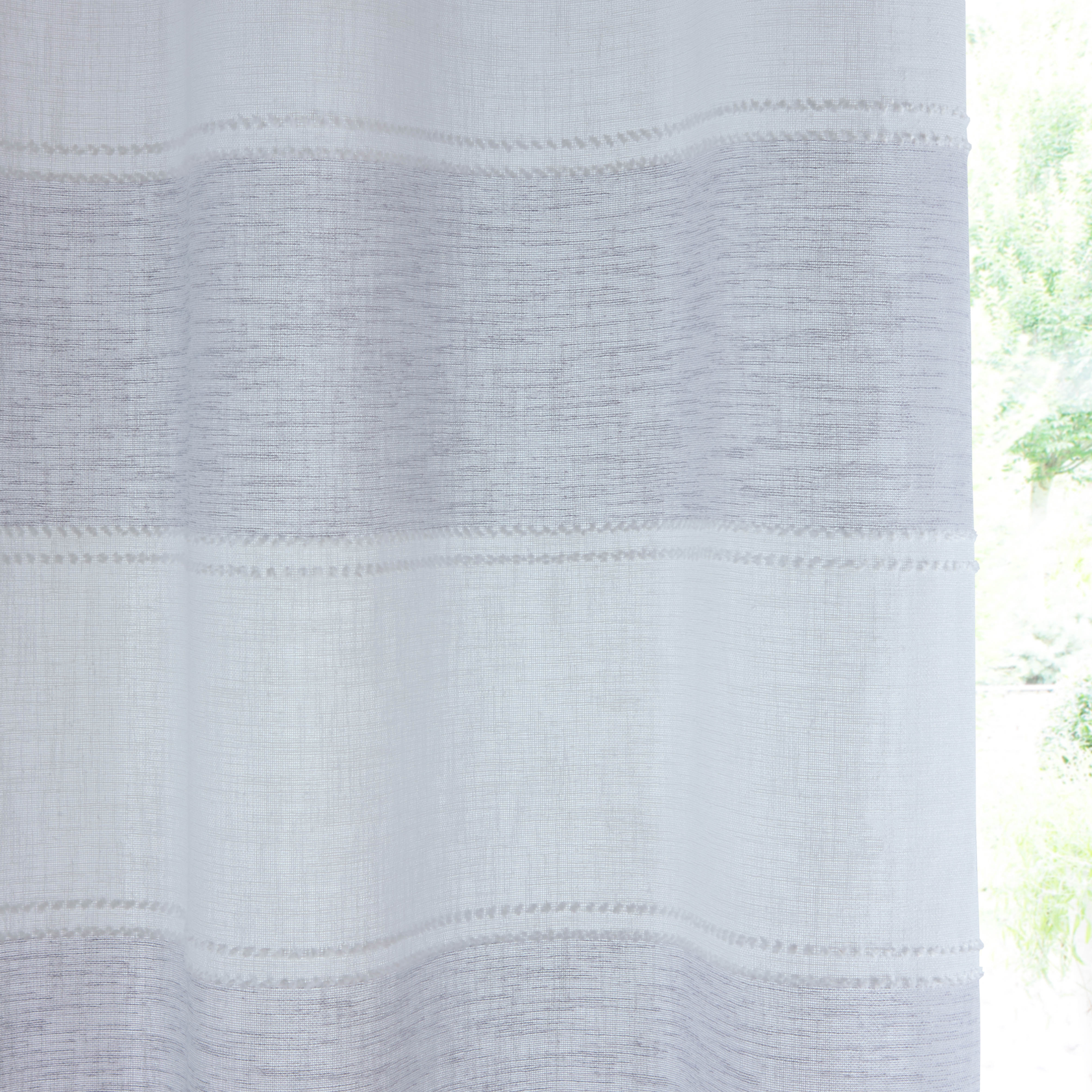 Pair of Santorini Grey Linen Look Stripe Panels with Eyelet Header - Image 3