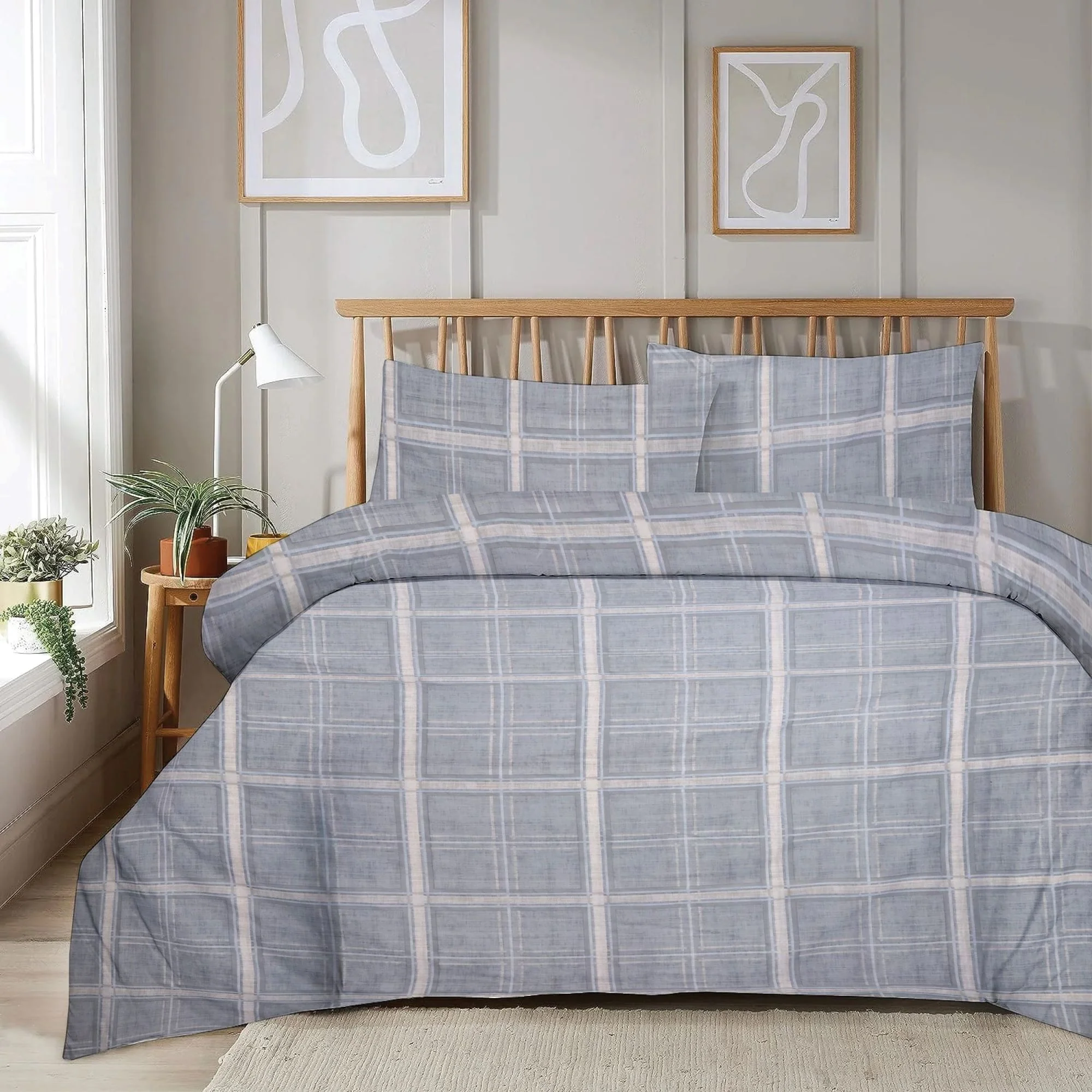 Paris Check Duvet Set Grey
