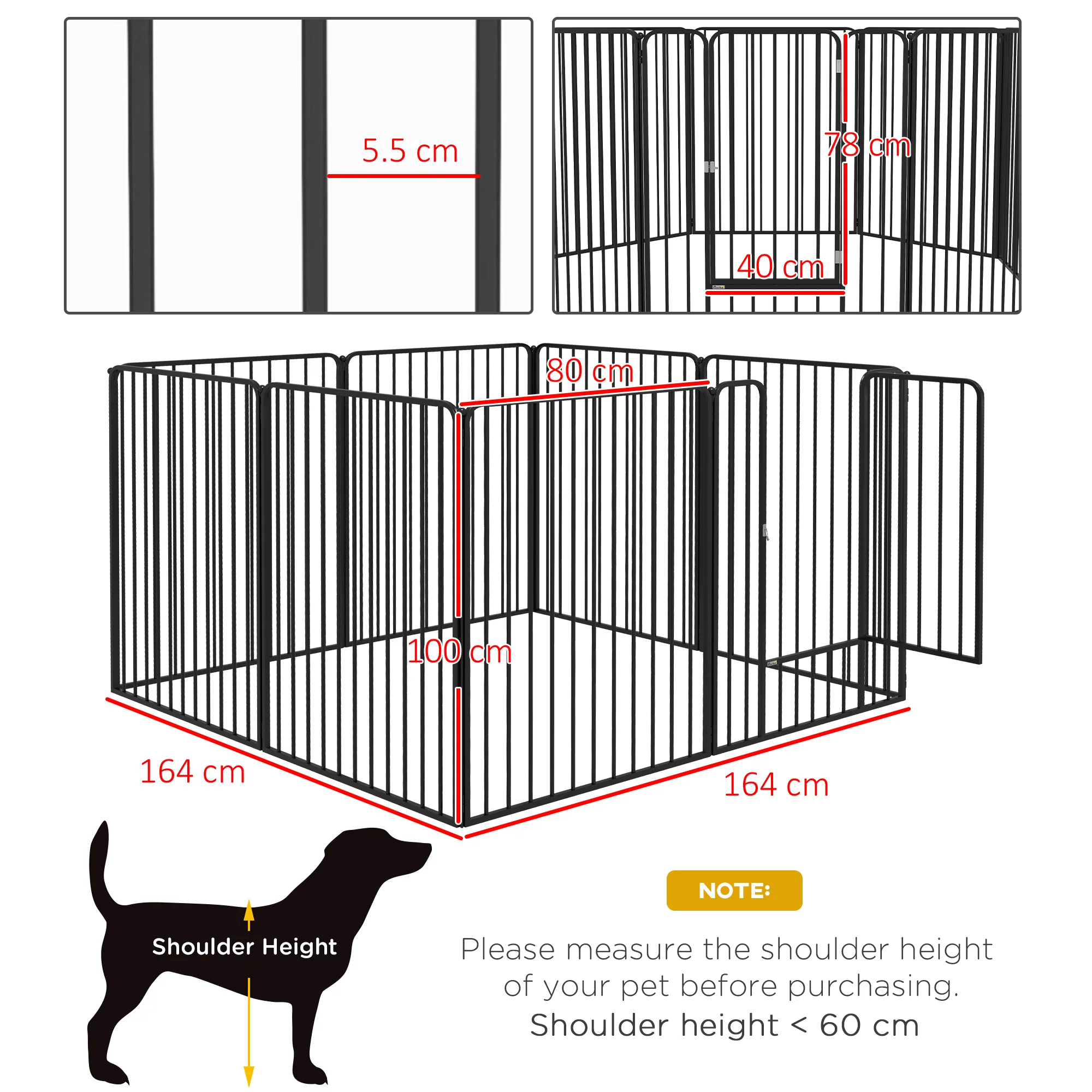 PawHut 100cm 8 Panels Heavy-Duty Dog Playpen for Small, Medium Dogs - Image 5