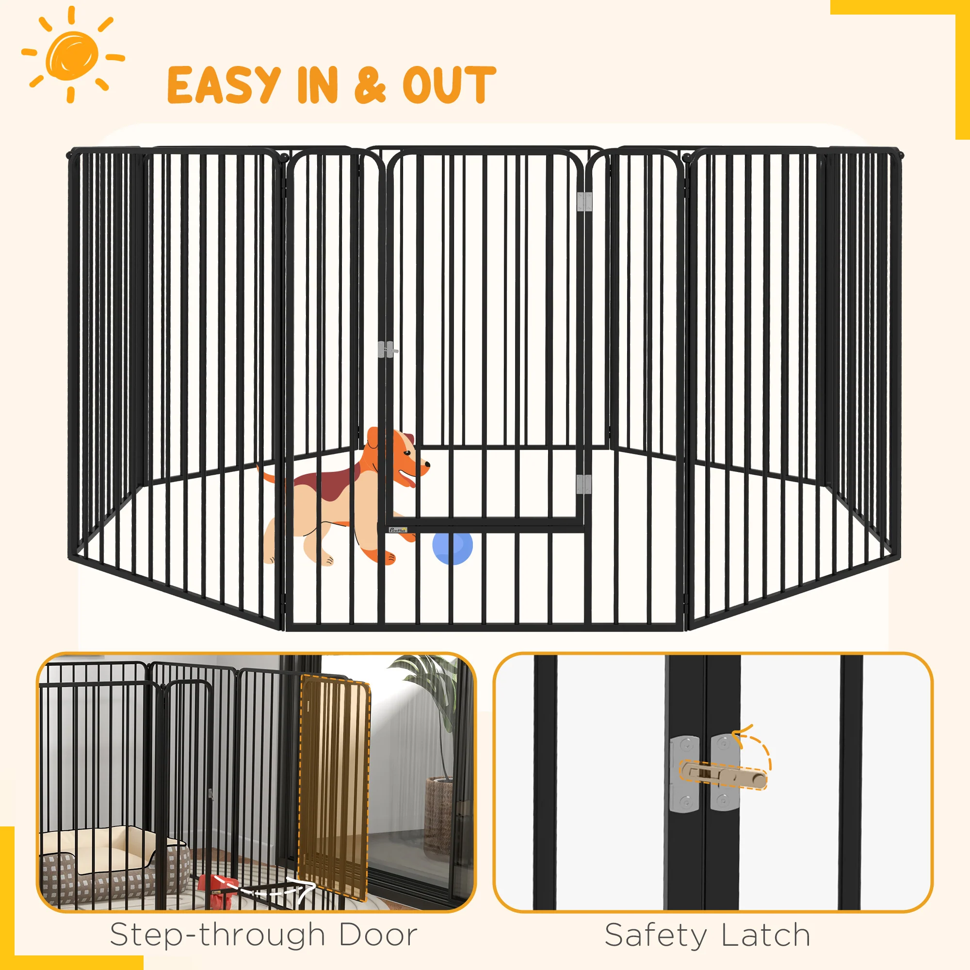 PawHut 100cm 8 Panels Heavy-Duty Dog Playpen for Small, Medium Dogs - Image 7