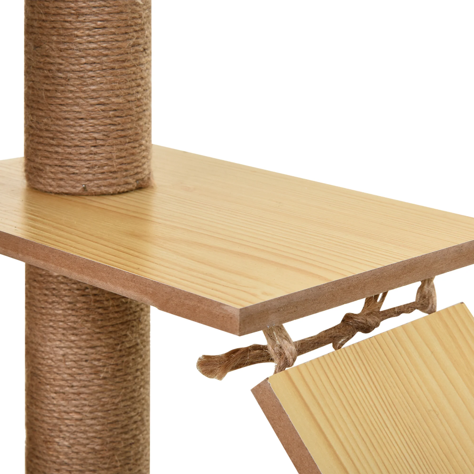 PawHut 130cm Cat Tree For Large Cats With Scratching Posts Toy Ball Yellow - Image 8