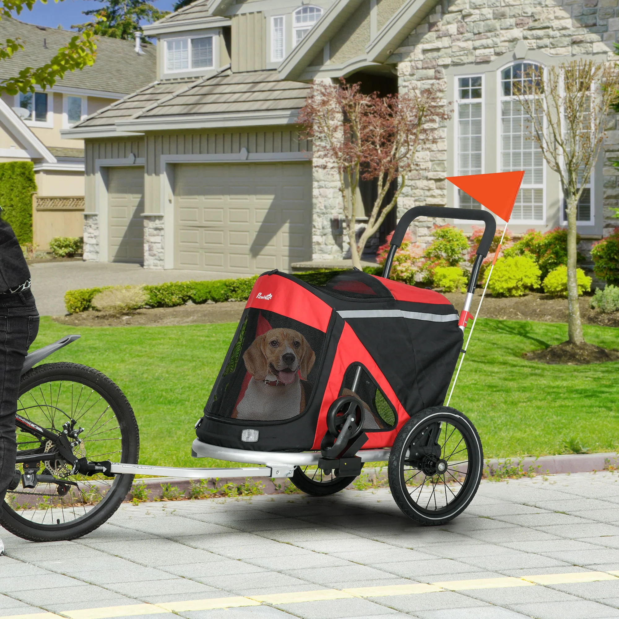 PawHut 2 in 1 Dog Bike Trailer, Foldable Dog Stroller for Medium Dogs - Image 11