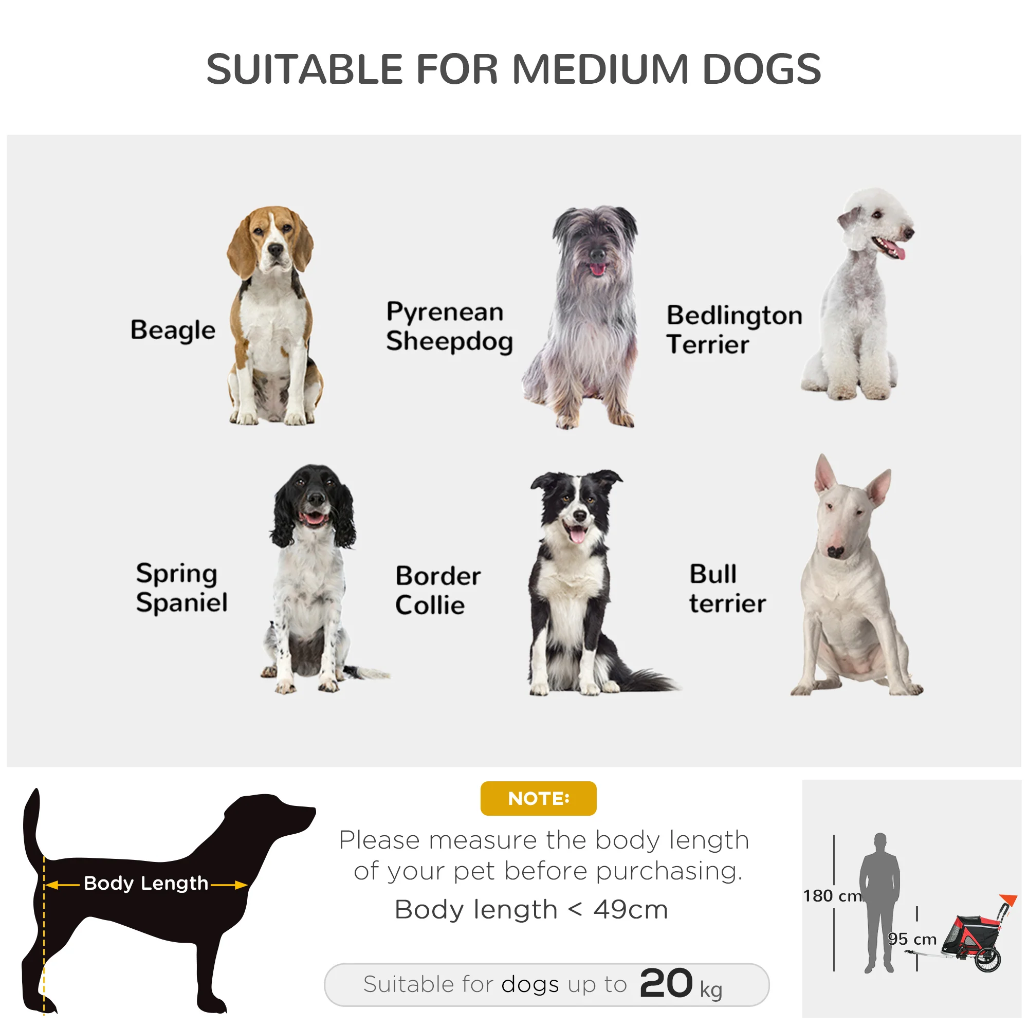PawHut 2 in 1 Dog Bike Trailer, Foldable Dog Stroller for Medium Dogs - Image 12