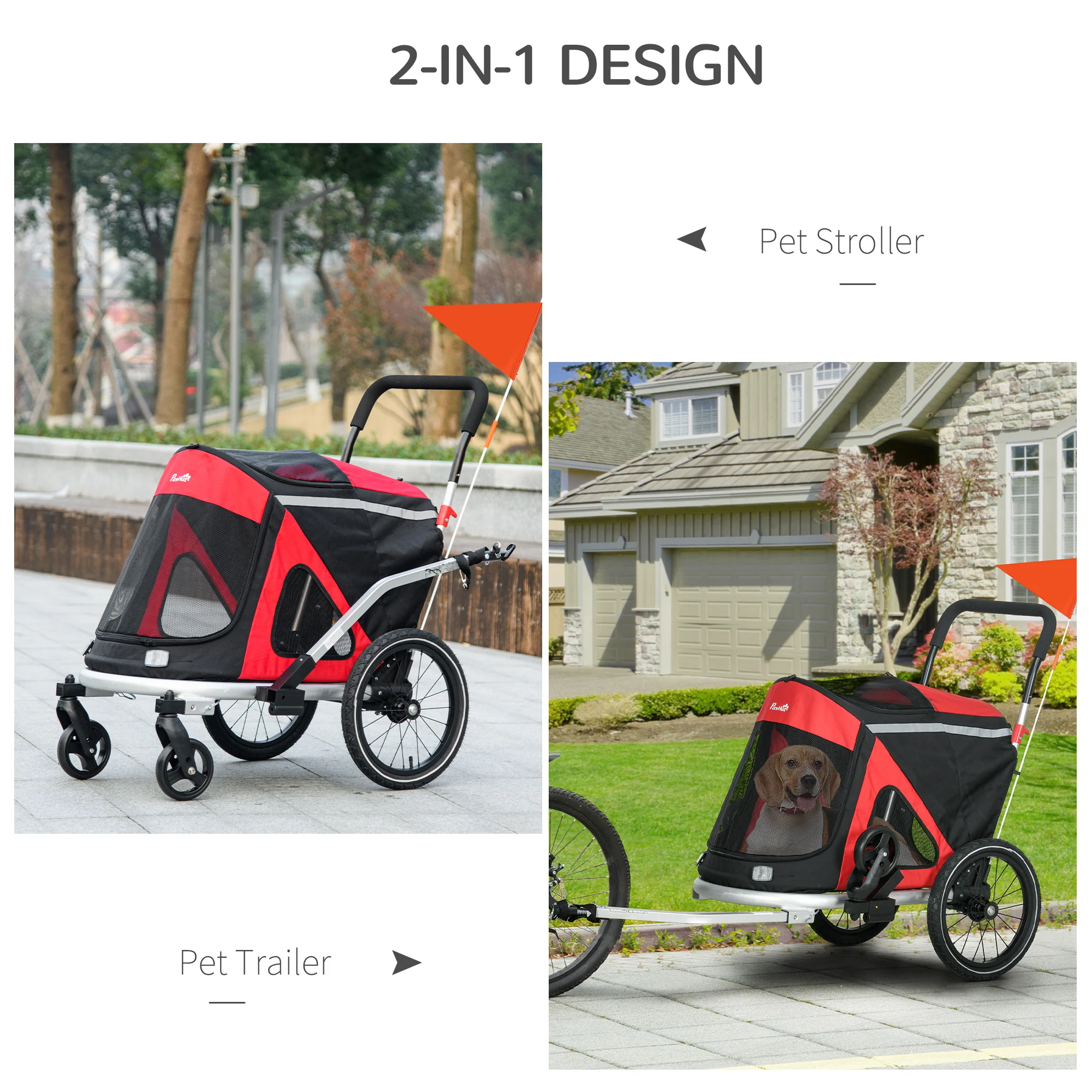 PawHut 2 in 1 Dog Bike Trailer, Foldable Dog Stroller for Medium Dogs - Image 15