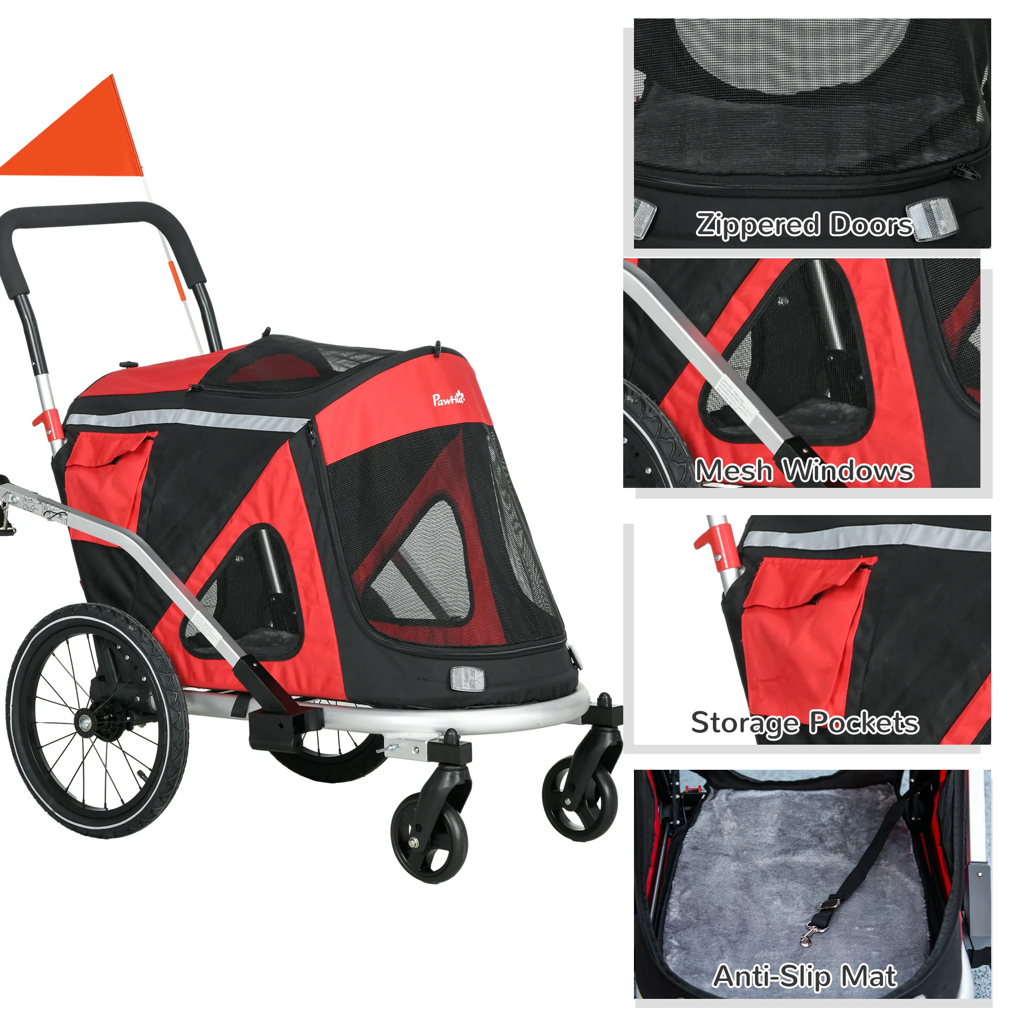PawHut 2 in 1 Dog Bike Trailer, Foldable Dog Stroller for Medium Dogs - Image 17