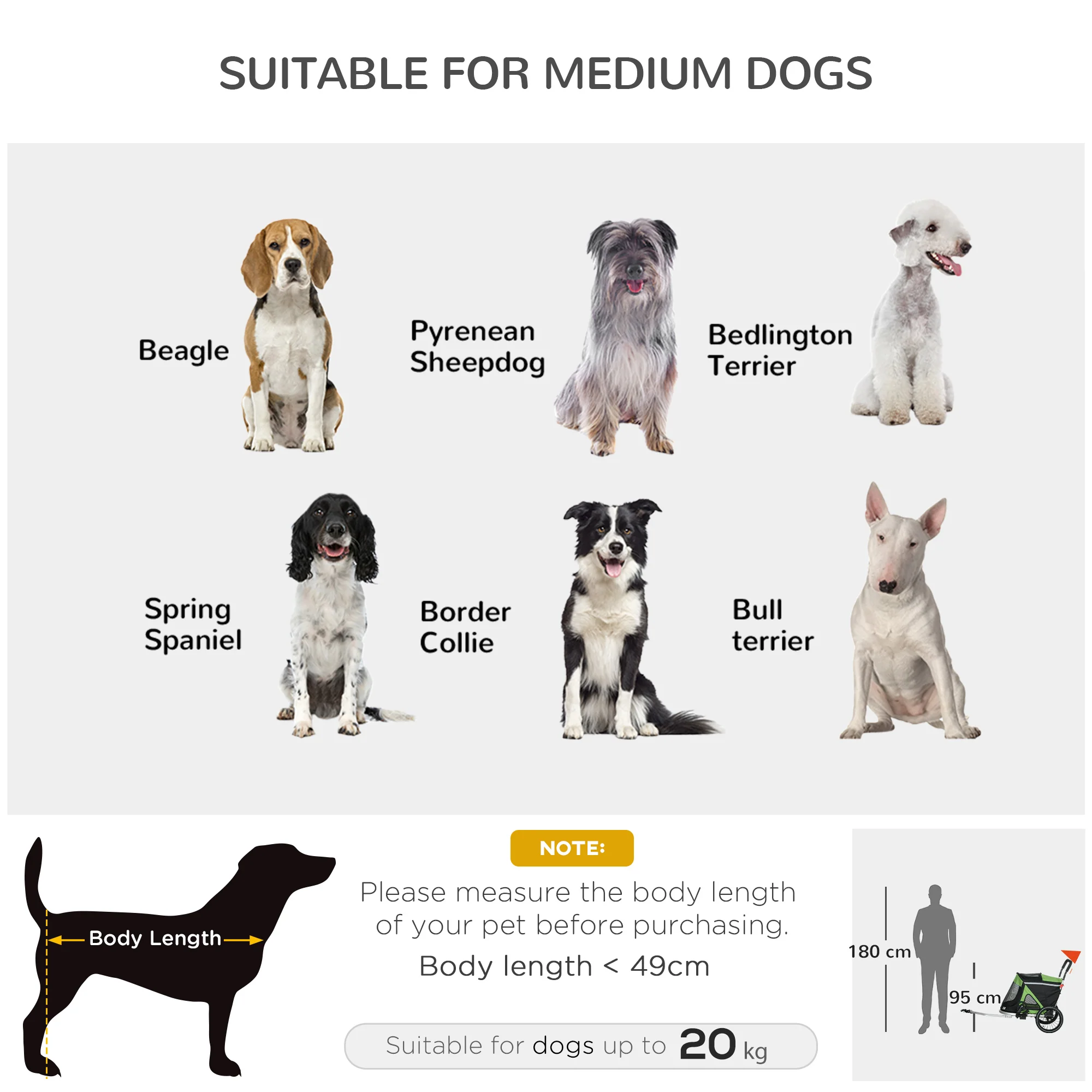 PawHut 2 in 1 Dog Bike Trailer, Foldable Dog Stroller for Medium Dogs - Image 3