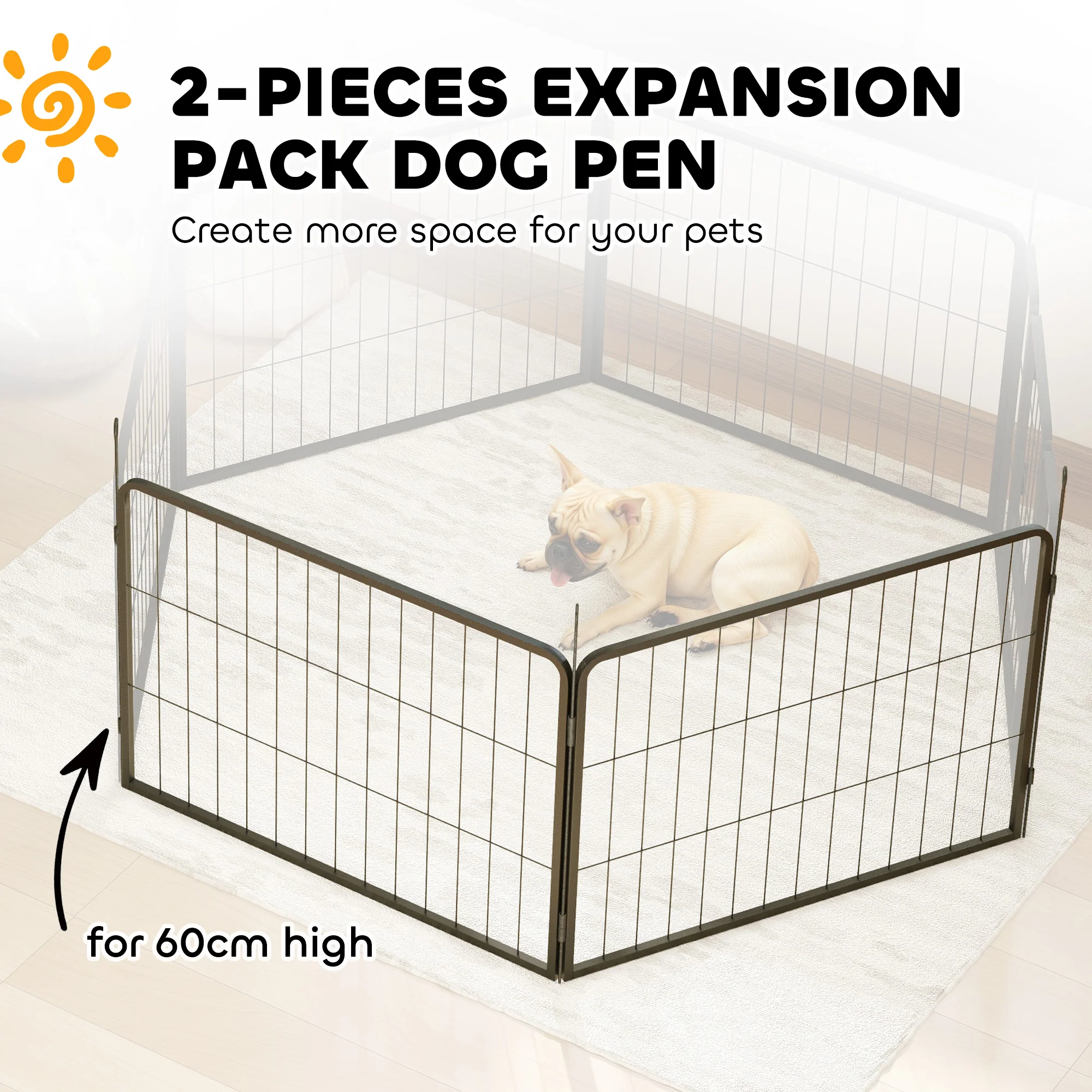 PawHut 2 Piece Dog Pen Expansion Pack For 80cm High Pet Playpen For S M Dogs - Image 12