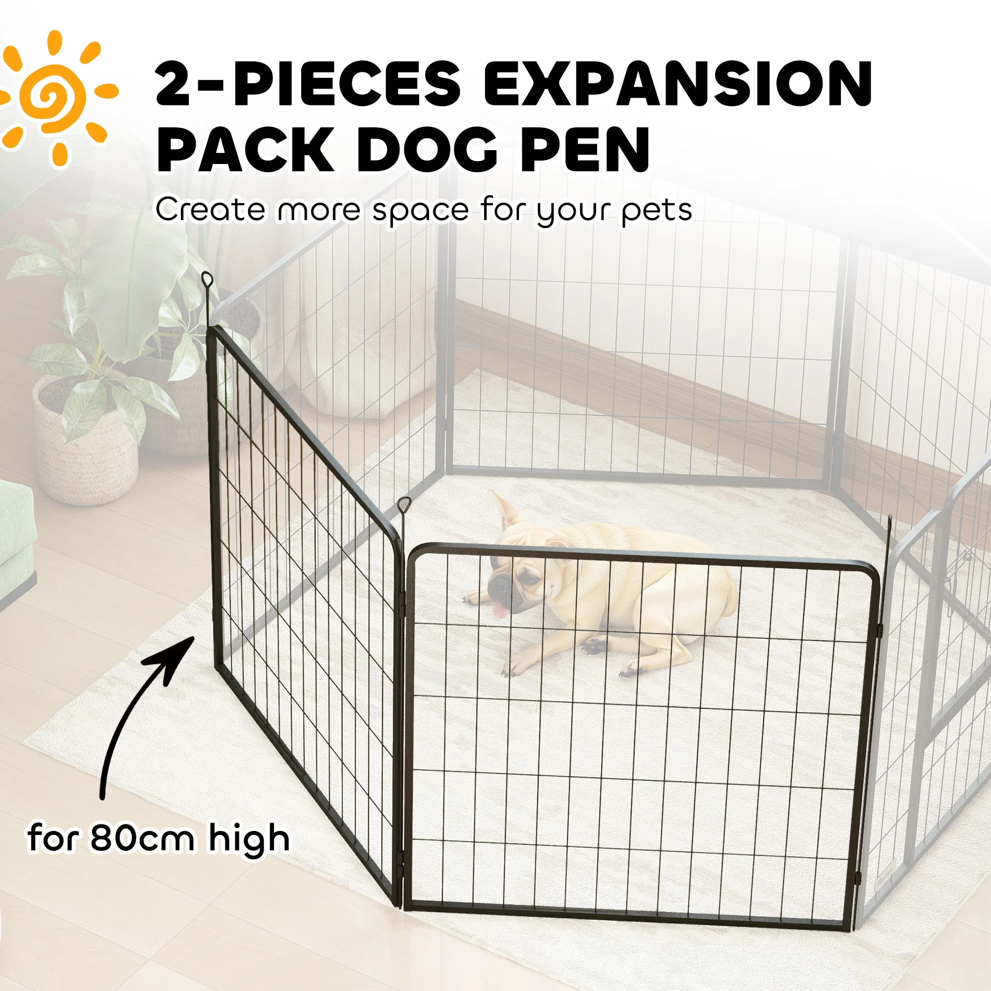 PawHut 2 Piece Dog Pen Expansion Pack For 80cm High Pet Playpen For S M Dogs - Image 21