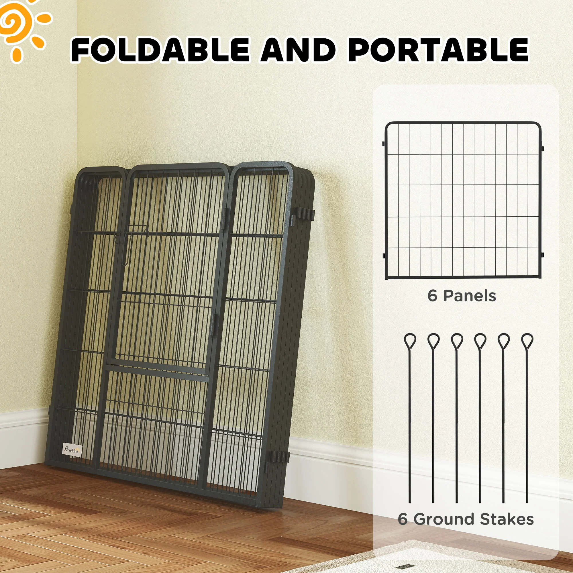 PawHut 2 Piece Dog Pen Expansion Pack For 80cm High Pet Playpen For S M Dogs - Image 6