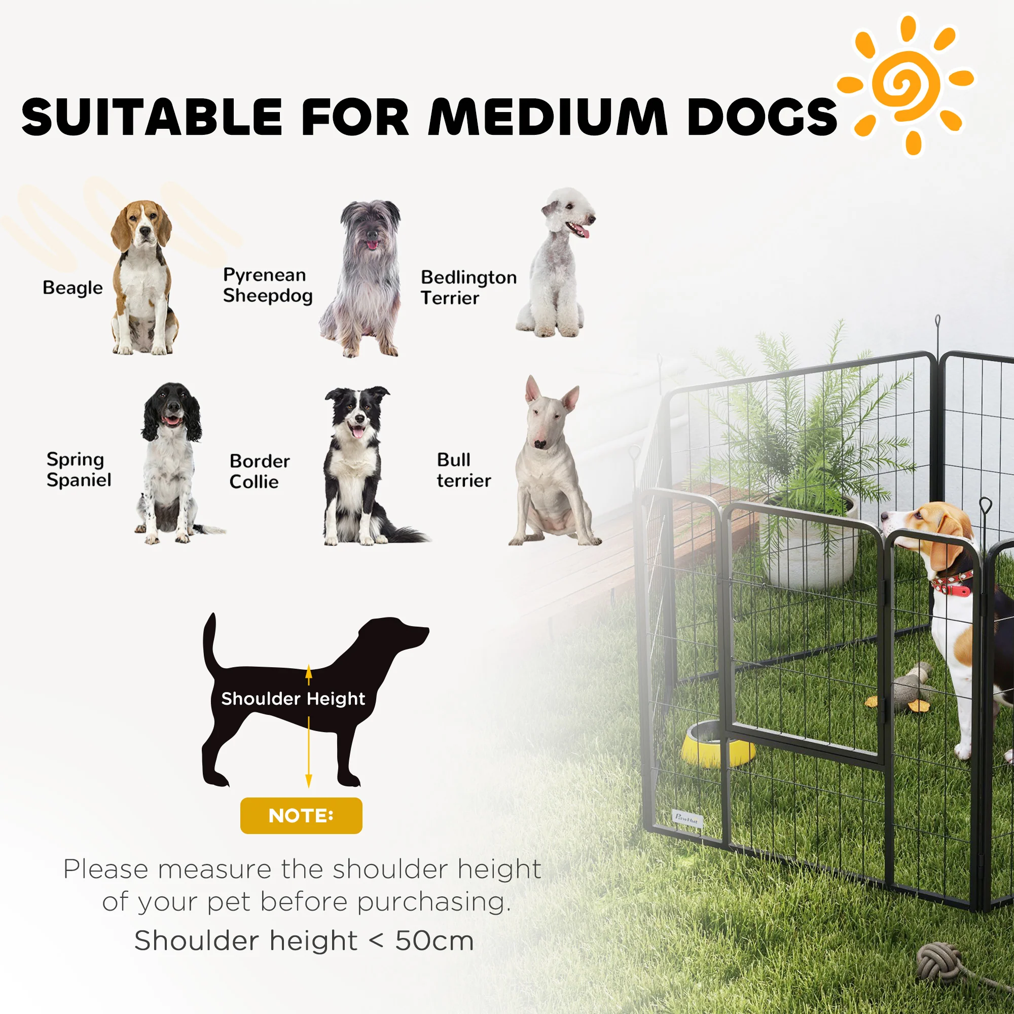 PawHut 2 Piece Dog Pen Expansion Pack For 80cm High Pet Playpen For S M Dogs - Image 7