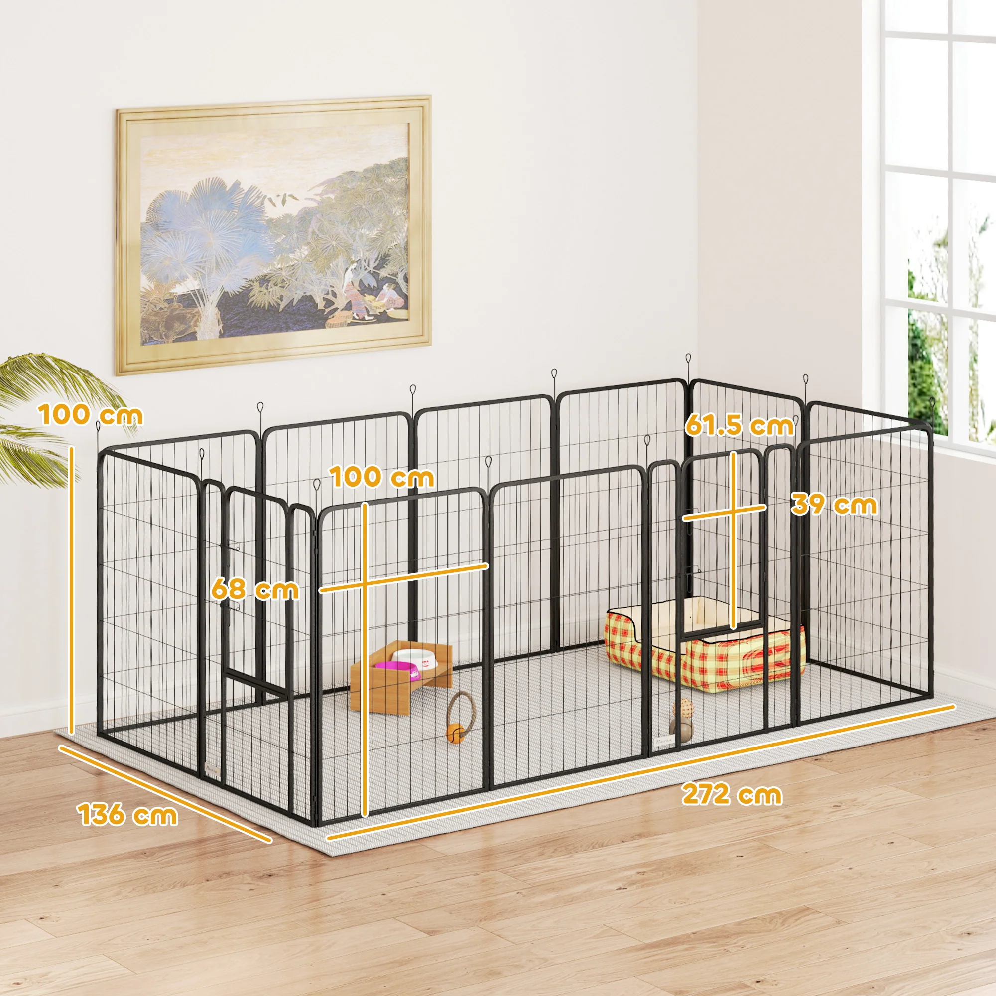 PawHut 2 Piece Expansion Pack Dog High Animal Pen - Image 14