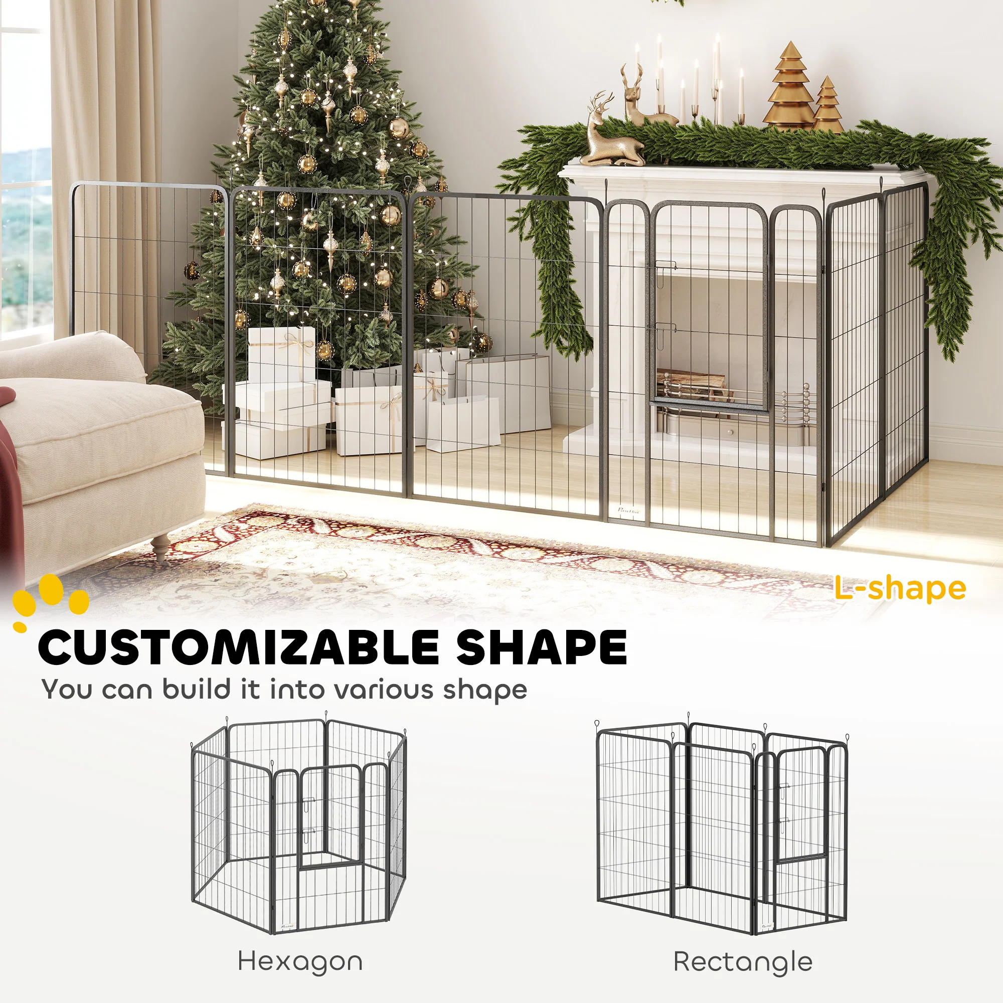 PawHut 2 Piece Expansion Pack Dog High Animal Pen - Image 21