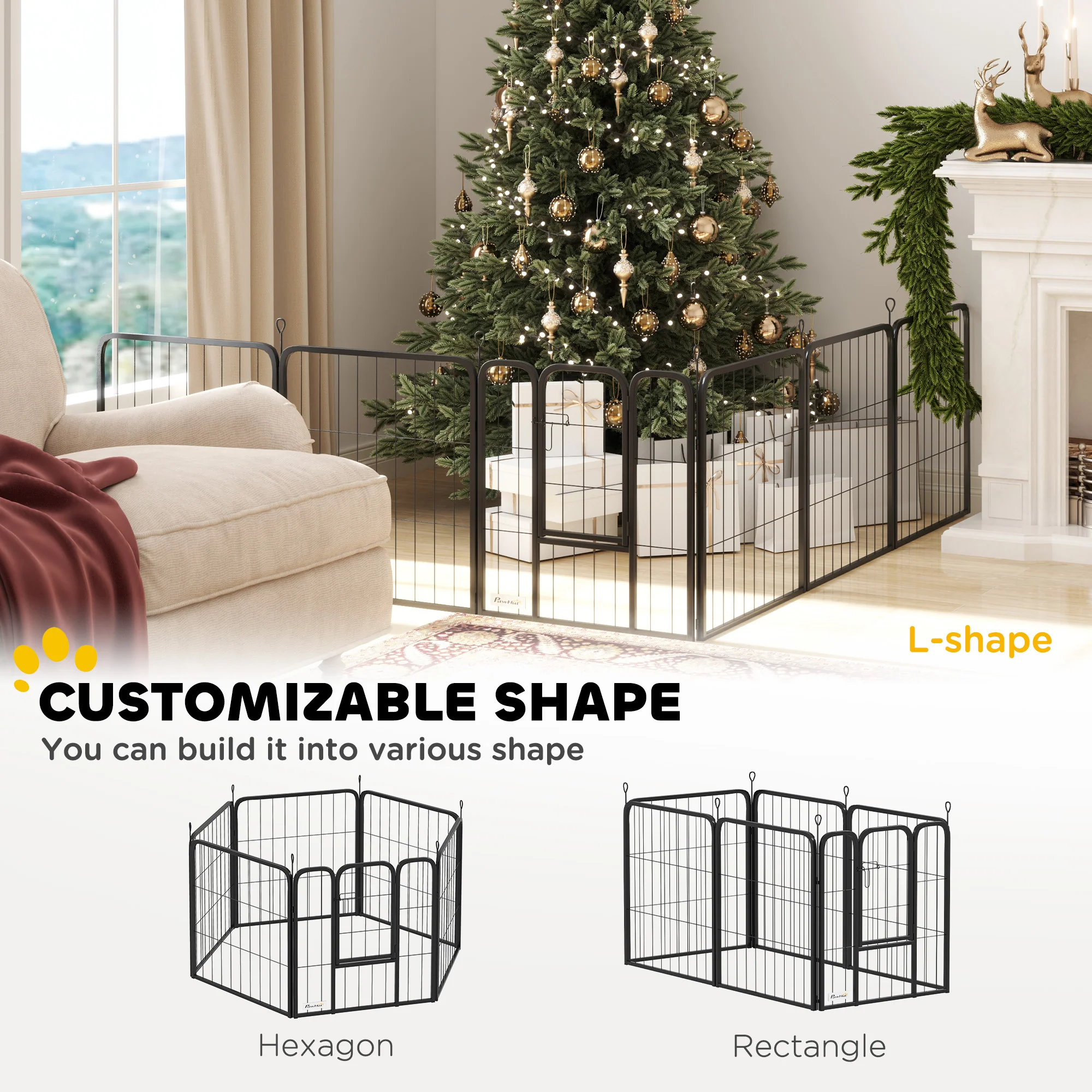 PawHut 2 Piece Expansion Pack Dog High Animal Pen - Image 30