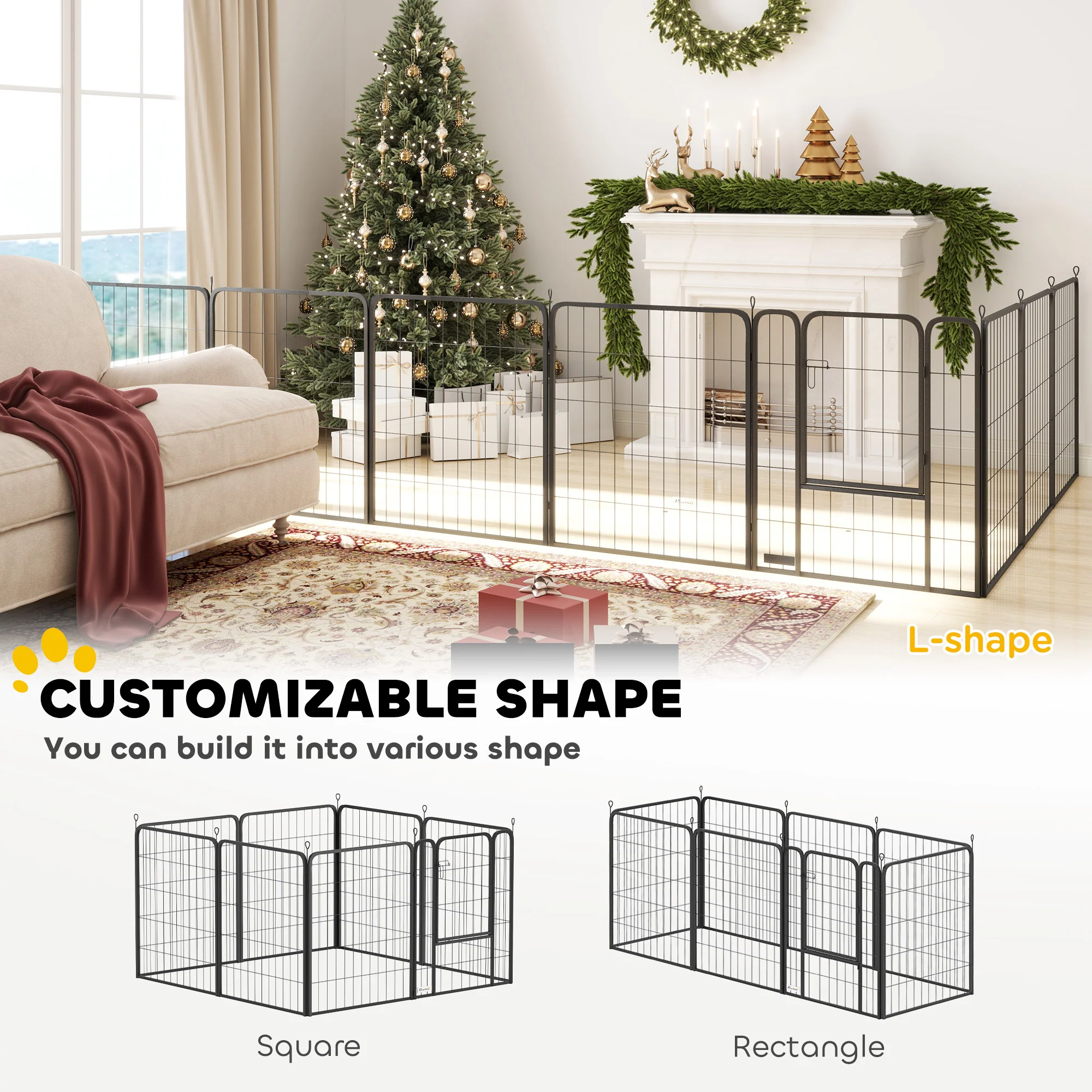 PawHut 2 Piece Expansion Pack Dog High Animal Pen - Image 57