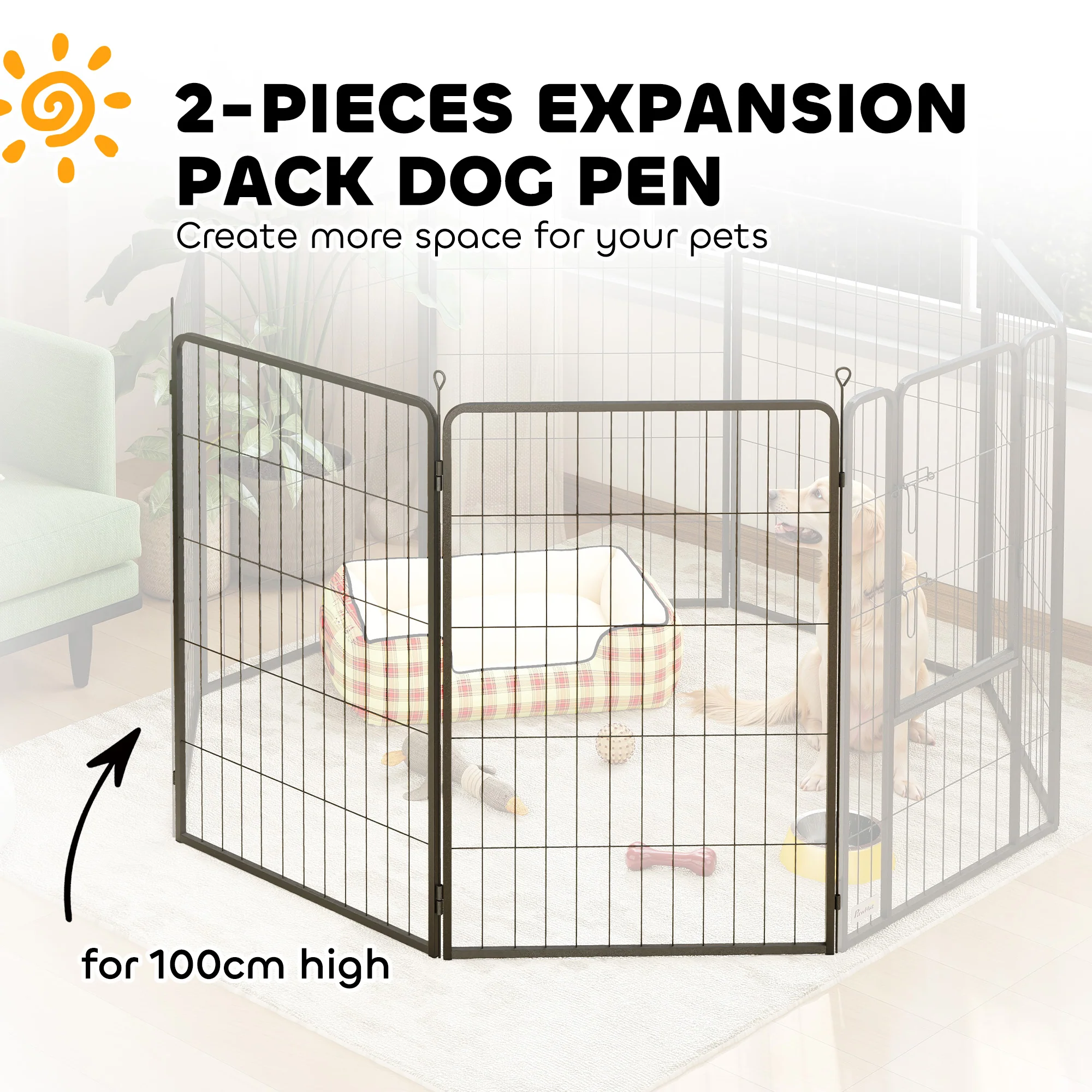PawHut 2 Piece Expansion Pack Dog High Animal Pen - Image 66