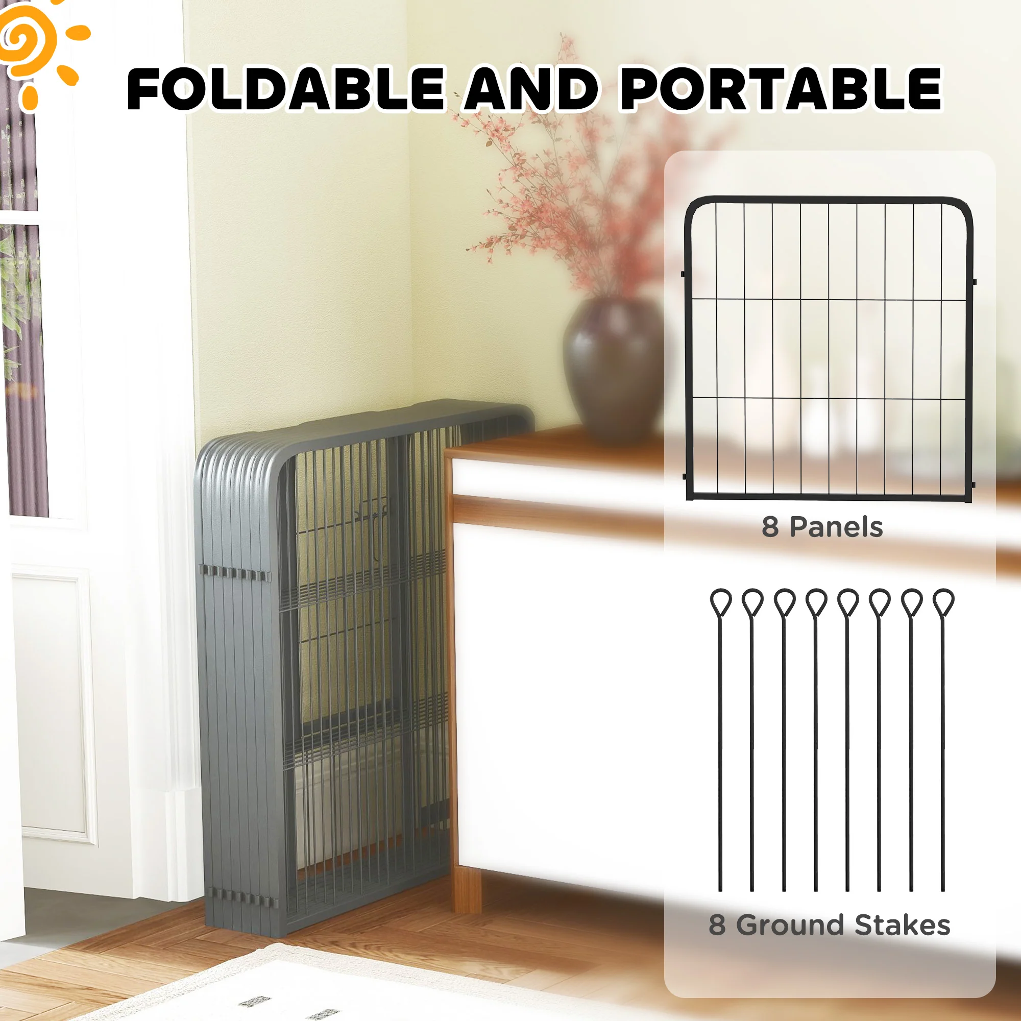 PawHut 2 Piece Expansion Pack Dog Pen For 80cm High Animal Pen - Image 15
