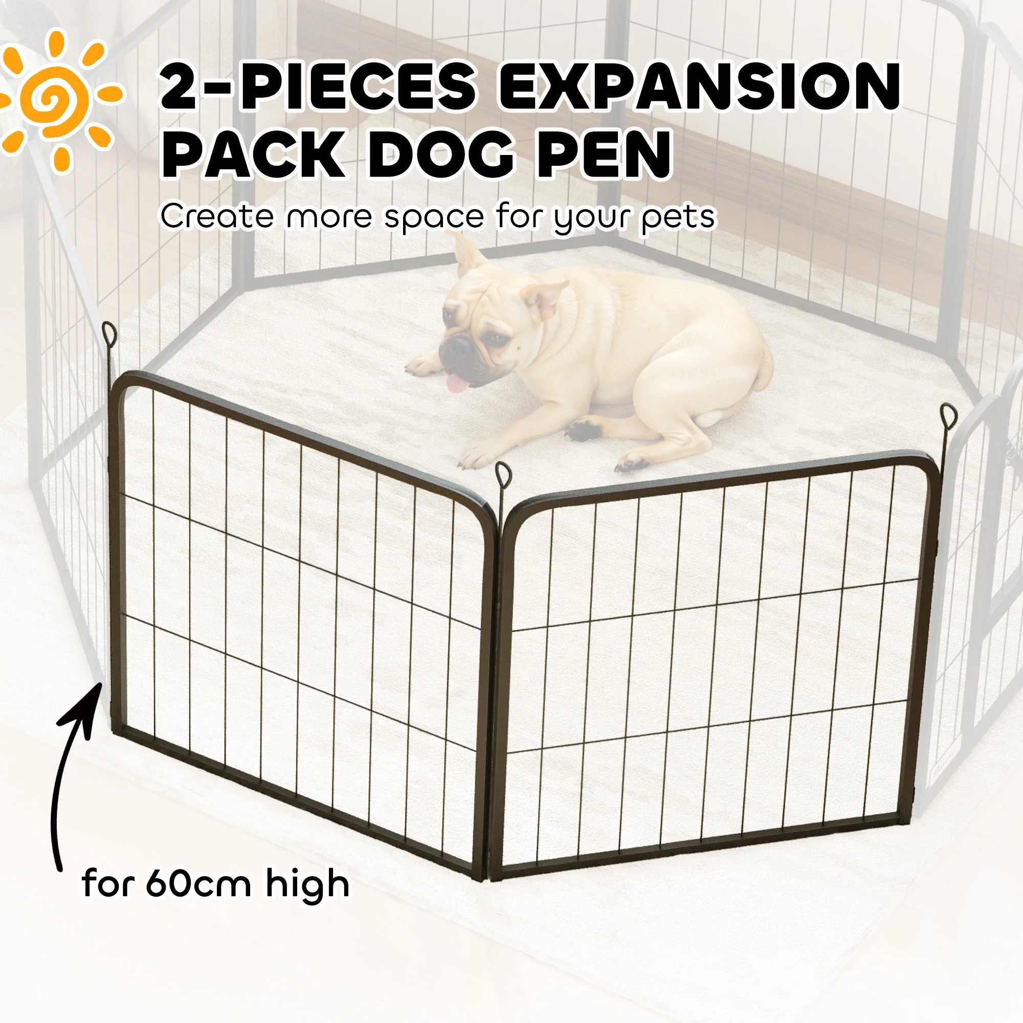 PawHut 2 Piece Expansion Pack Dog Pen For 80cm High Animal Pen - Image 21