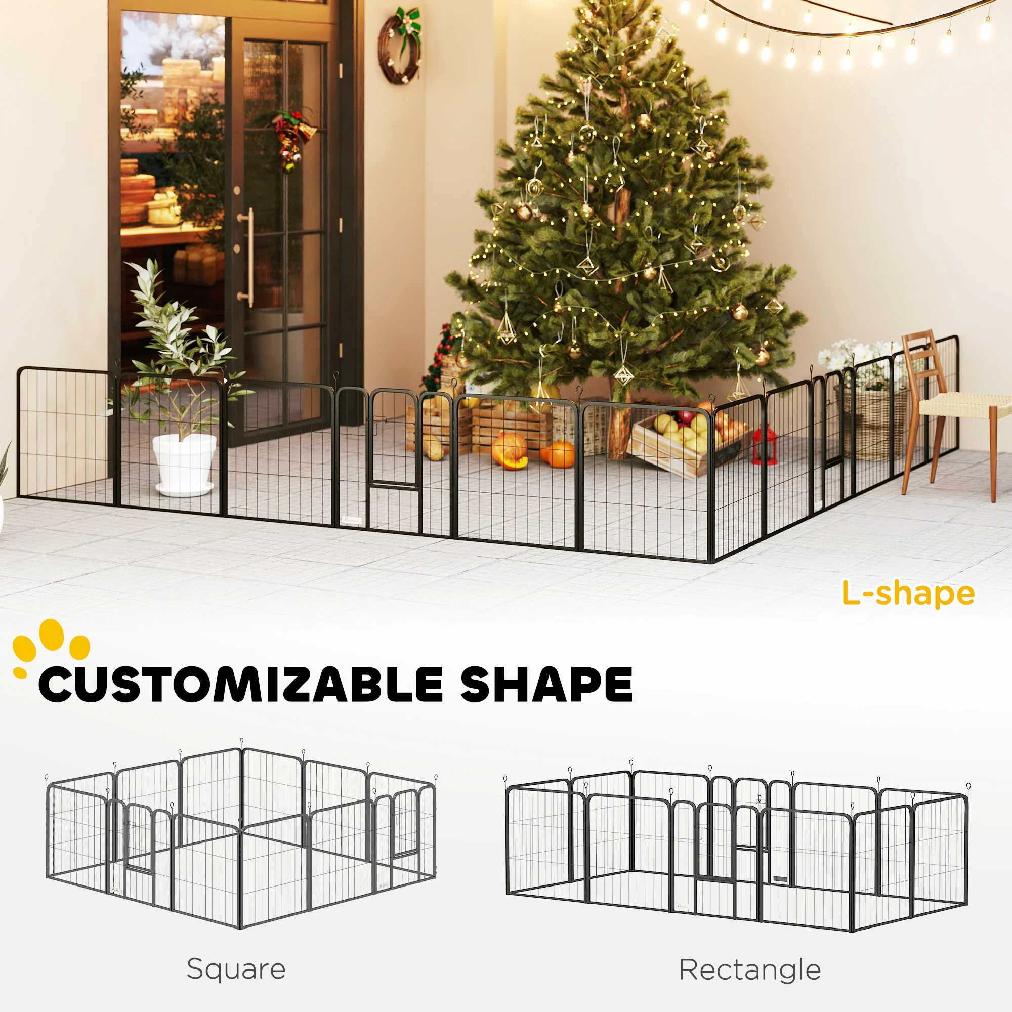 PawHut 2 Piece Expansion Pack Dog Pen For 80cm High Animal Pen - Image 3